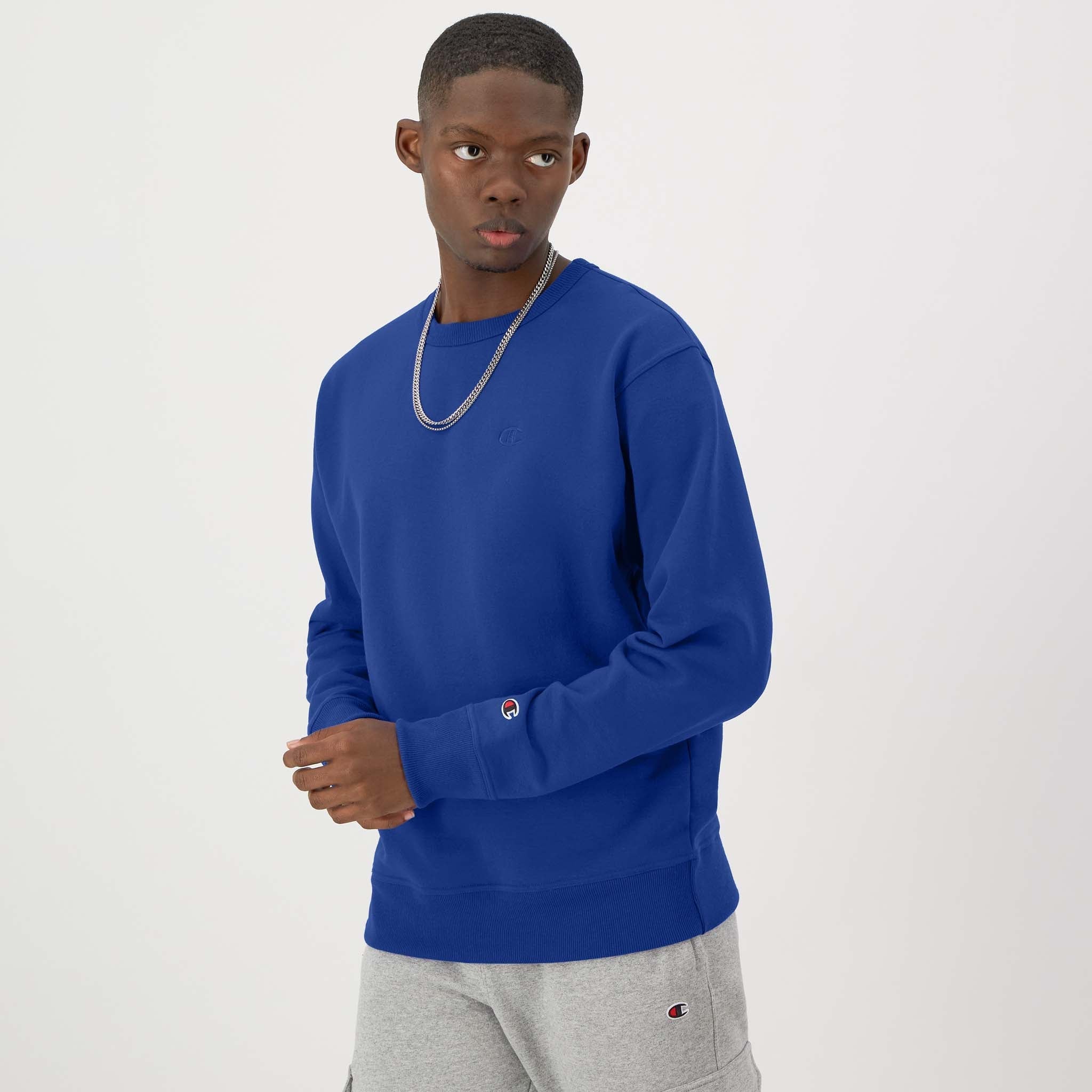 Men's Powerblend Fleece Crewneck Sweatshirt with C Logo | Champion
