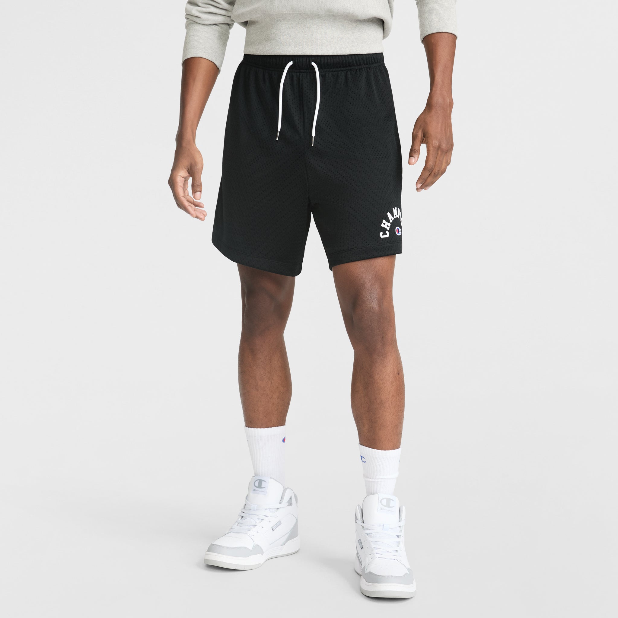 Champion Mesh Shorts 7" with Arch Logo for Gym & Relaxation