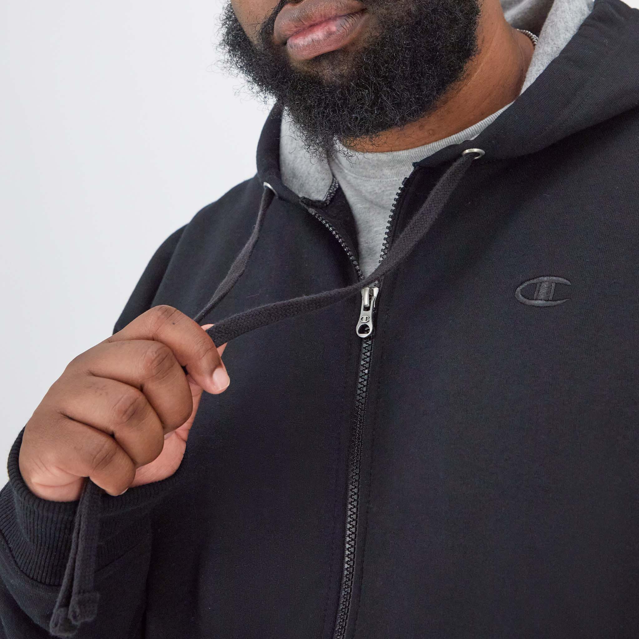 Men's Powerblend Zip Hoodie with C Logo - Big & Tall | Champion