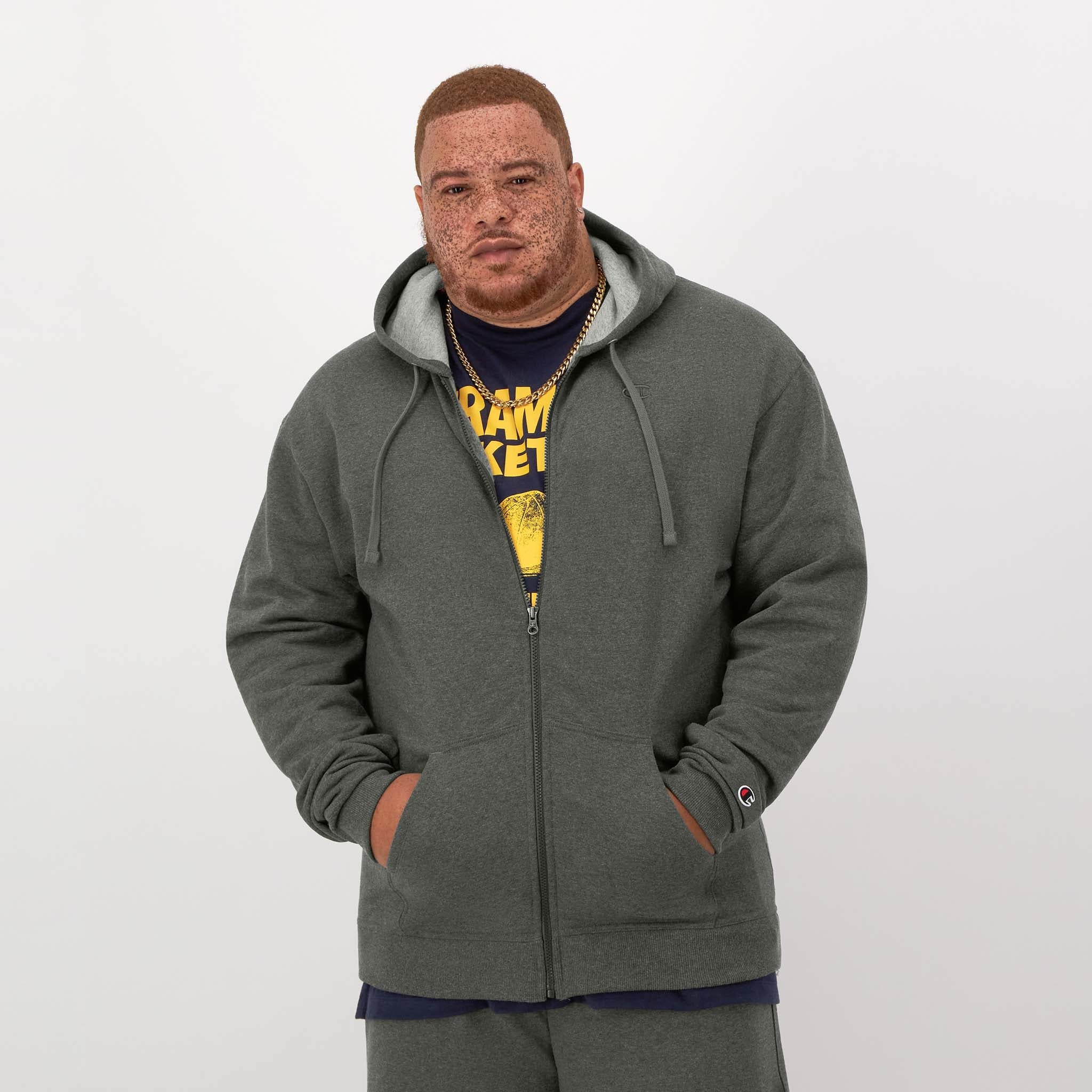 Men's Powerblend Zip Hoodie with C Logo - Big & Tall | Champion