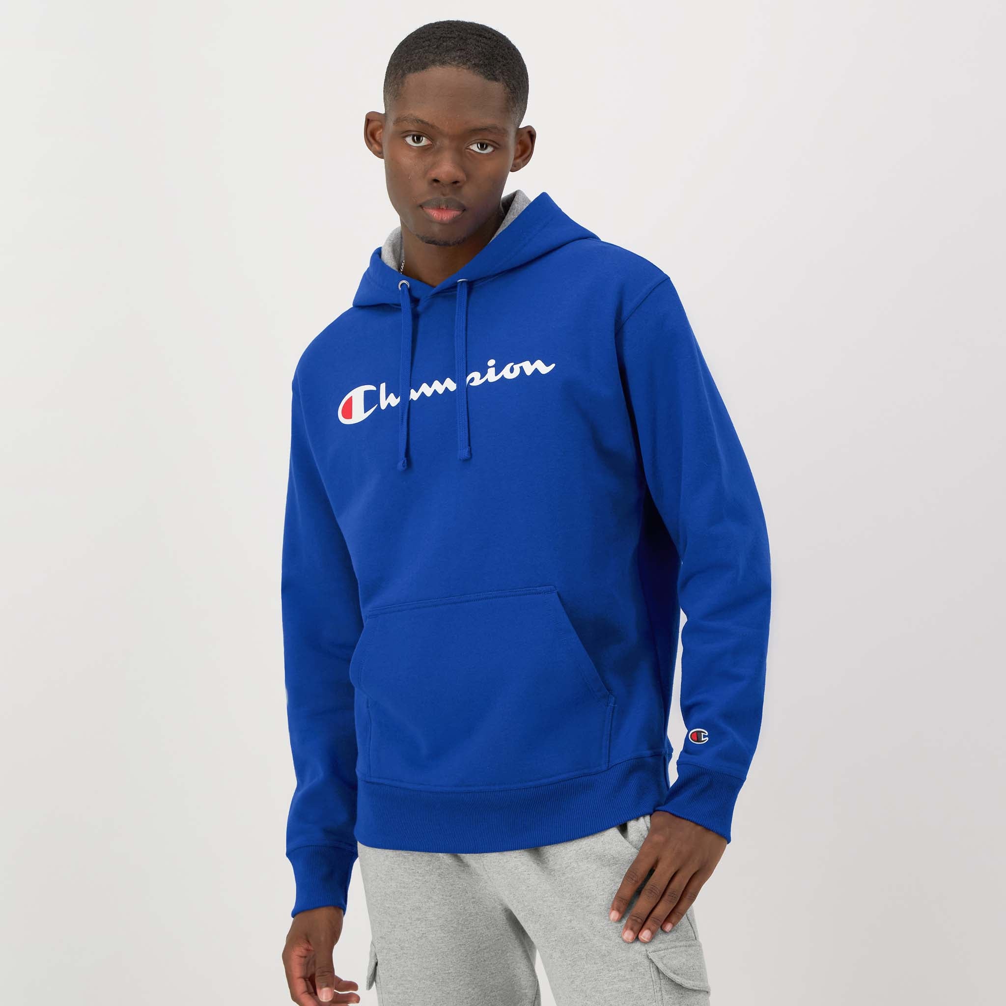Men's Fleece Hoodie with Full Script Logo & Kangaroo Pocket | Powerblend