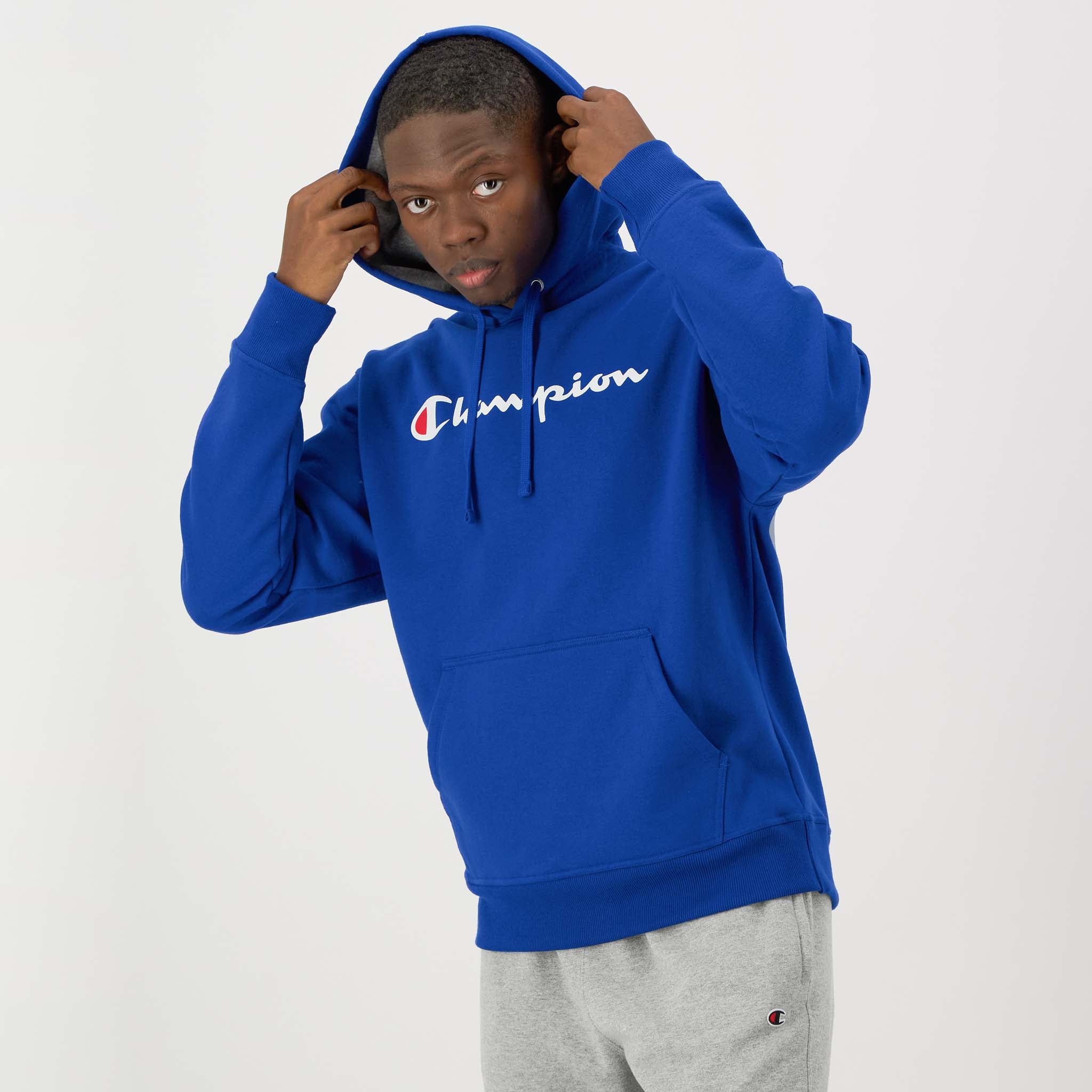 Men's Fleece Hoodie with Full Script Logo & Kangaroo Pocket | Powerblend