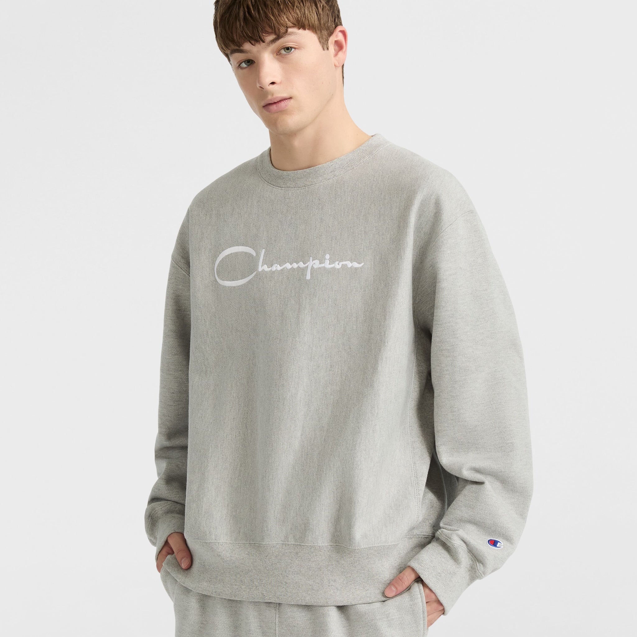 Vintage Champion Reverse Weave Sweatshirt | White Embroidered Logo