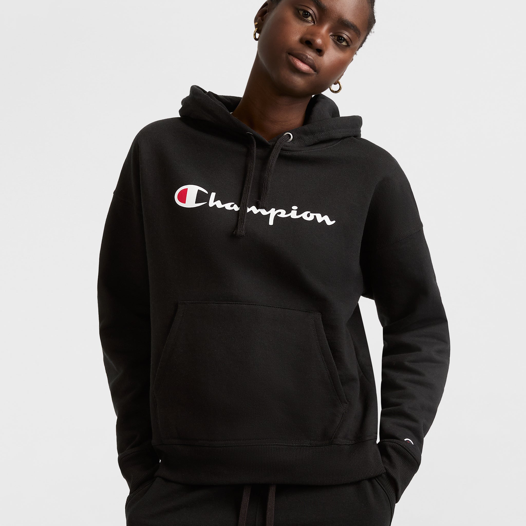 Soft Cotton Powerblend Hoodie with Script Logo | Champion