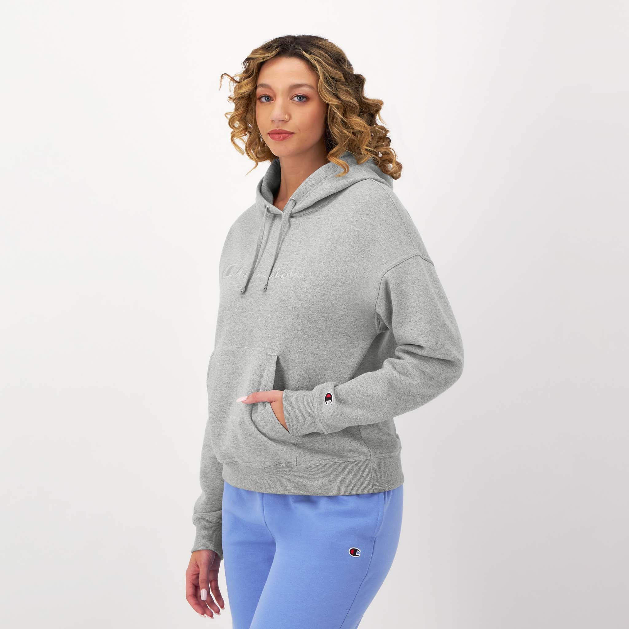 Relaxed Fit Powerblend Hoodie with Embroidered Logo | Champion