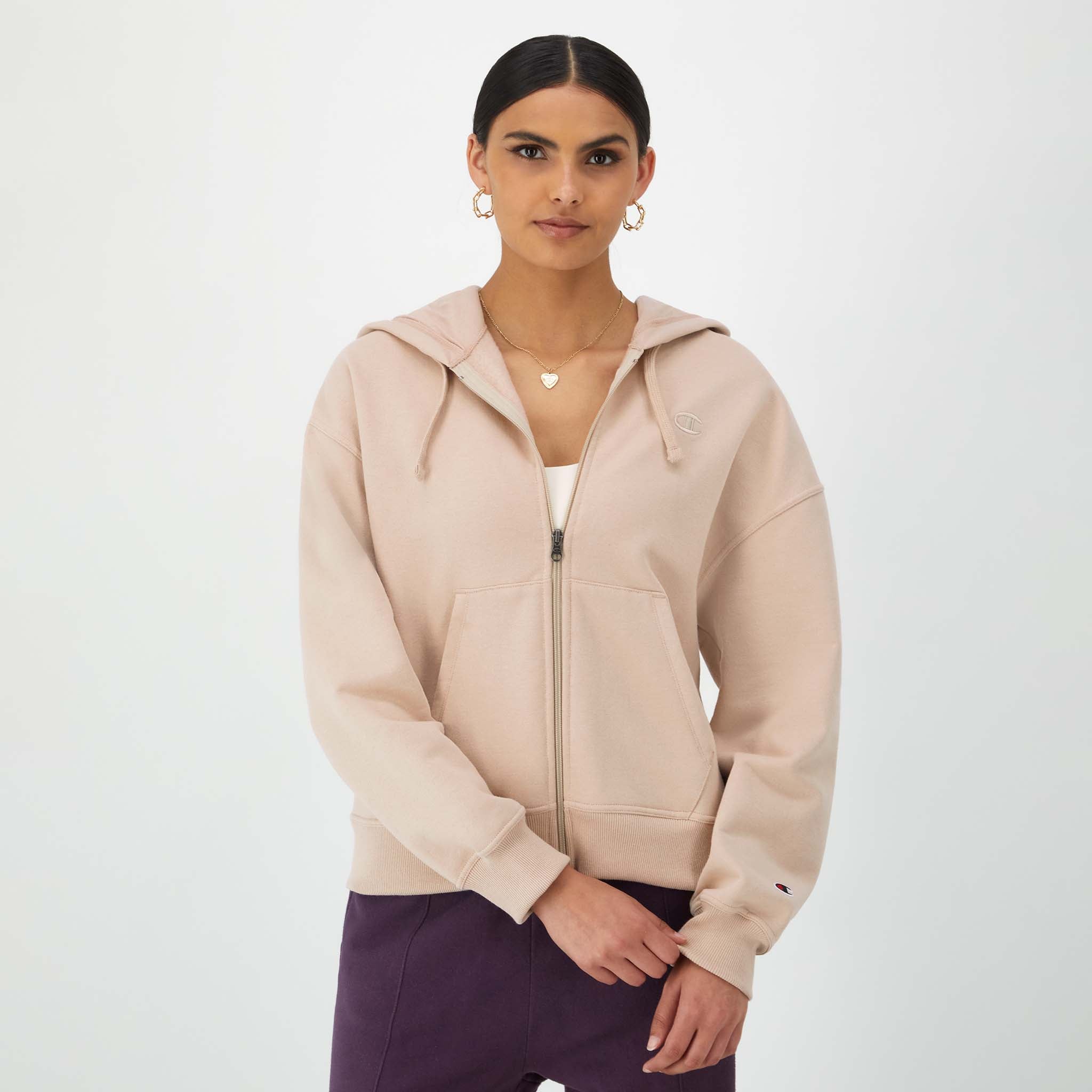 Men's Cotton Blend Zip-Up Hoodie with C Logo | Powerblend