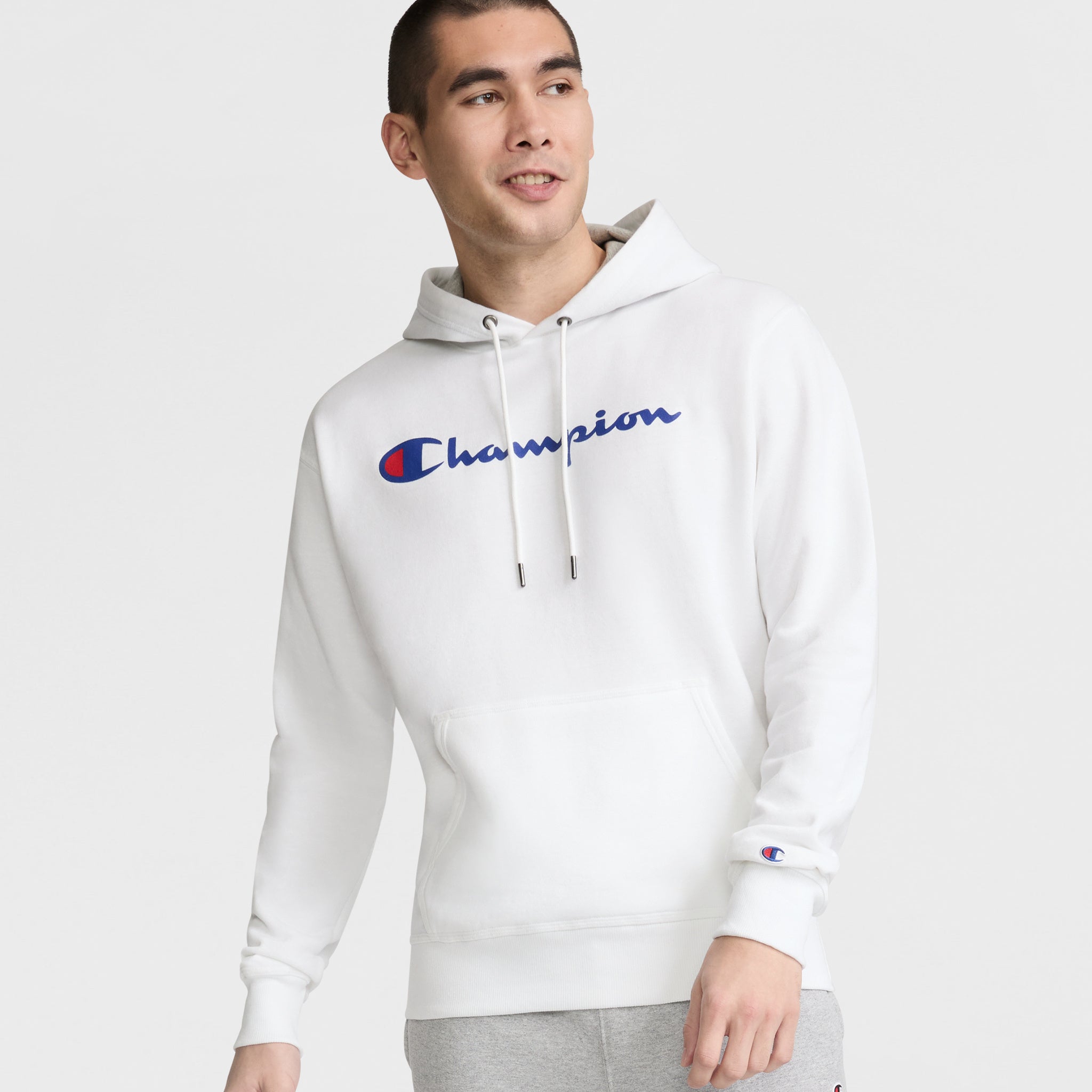 Men's Fleece Hoodie with Full Script Logo & Kangaroo Pocket | Powerblend