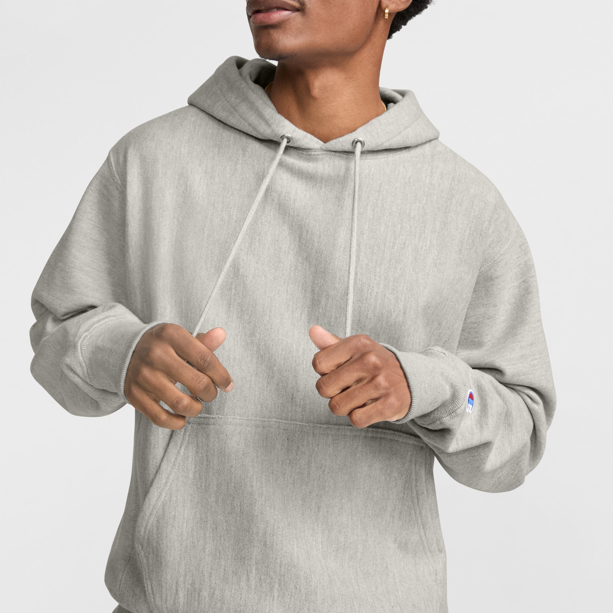 Men's Reverse Weave Hoodie with Double-Layer Hood & Kangaroo Pocket | C Logo