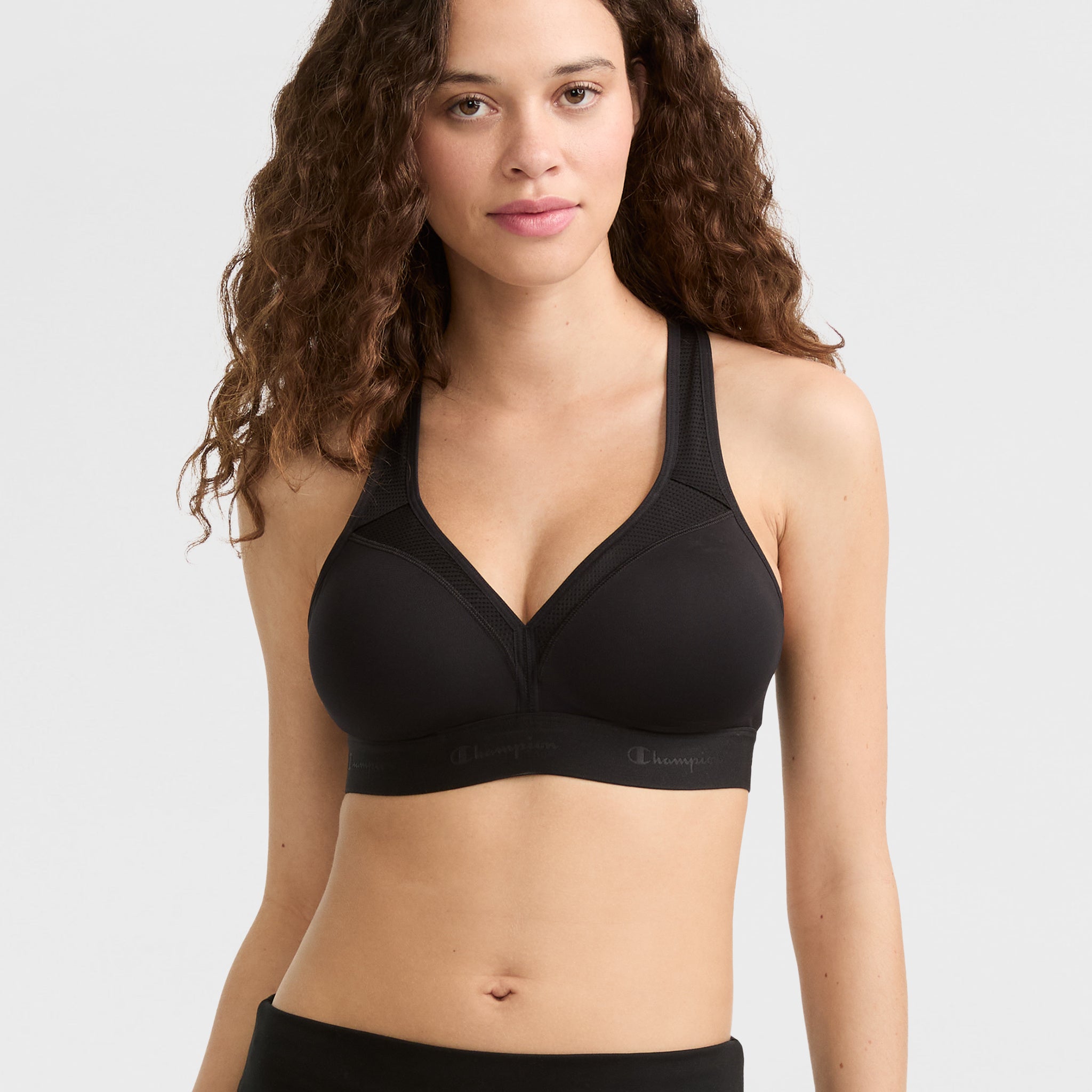 Curvy Racerback Sports Bra for Women with Molded Cups & Moisture-Wicking | C Logo