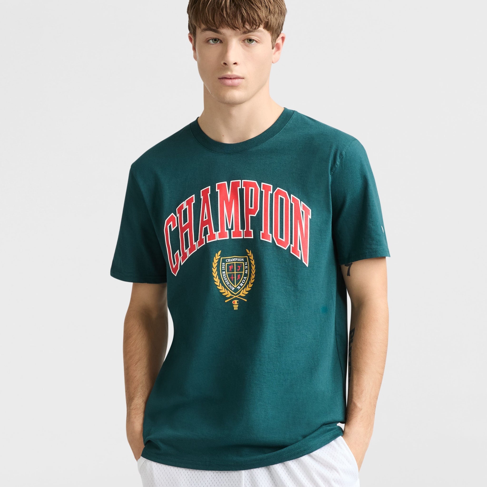 Classic Graphic T-Shirt with Collegiate Seal | Champion Style