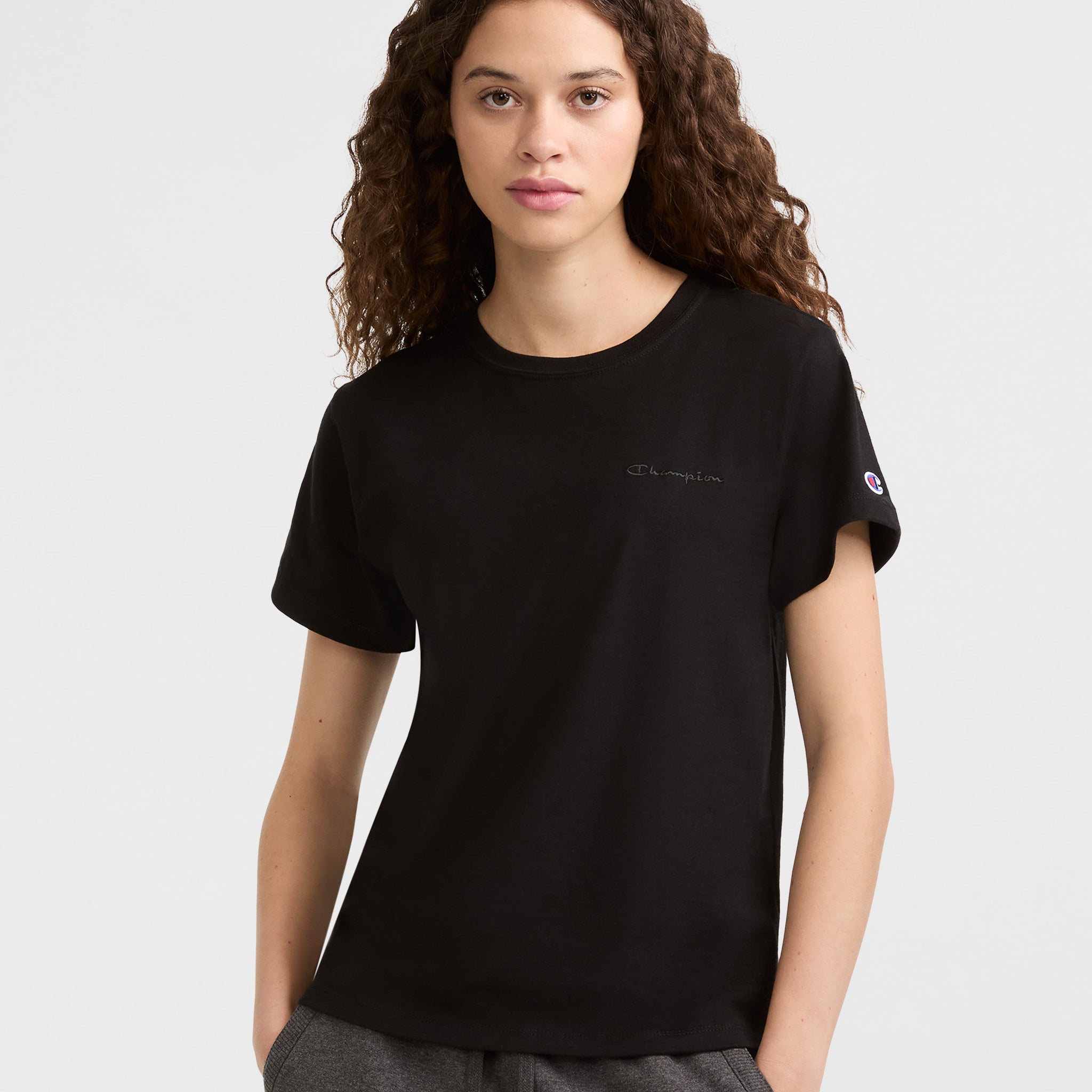 Classic Cotton T-Shirt with Chest Script | Women's Essential Tee