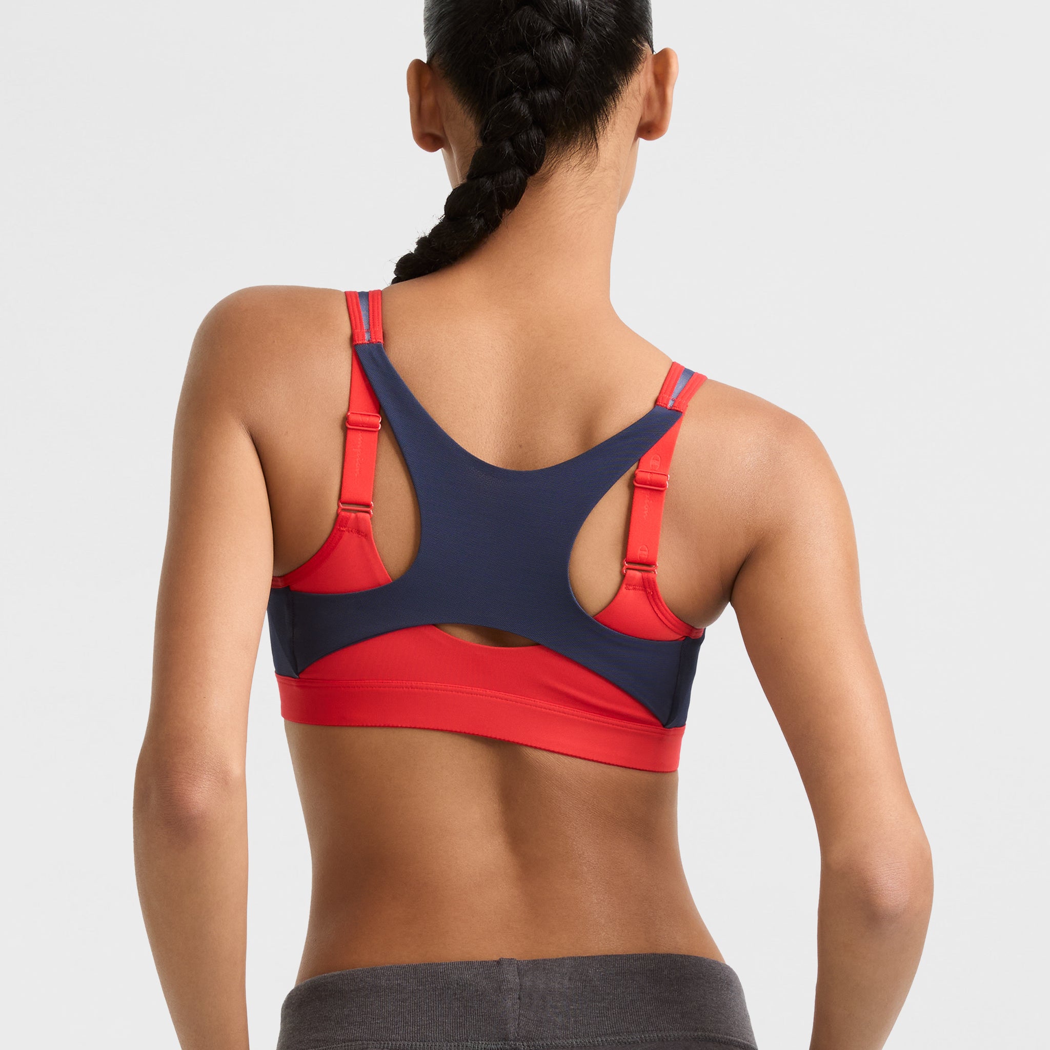 Wirefree Motion Control Sports Bra with Front Zip | Script Logo