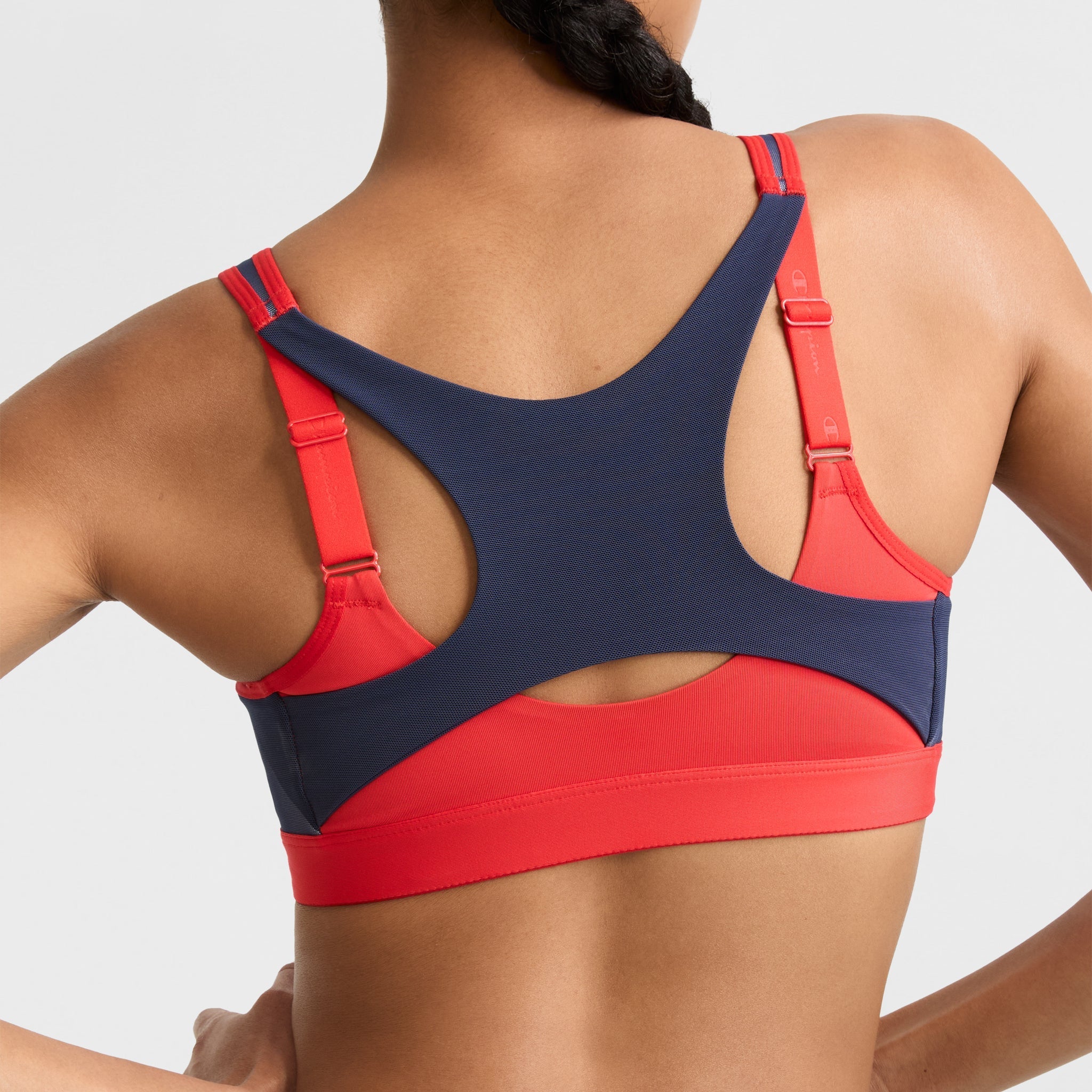 Wirefree Motion Control Sports Bra with Front Zip | Script Logo