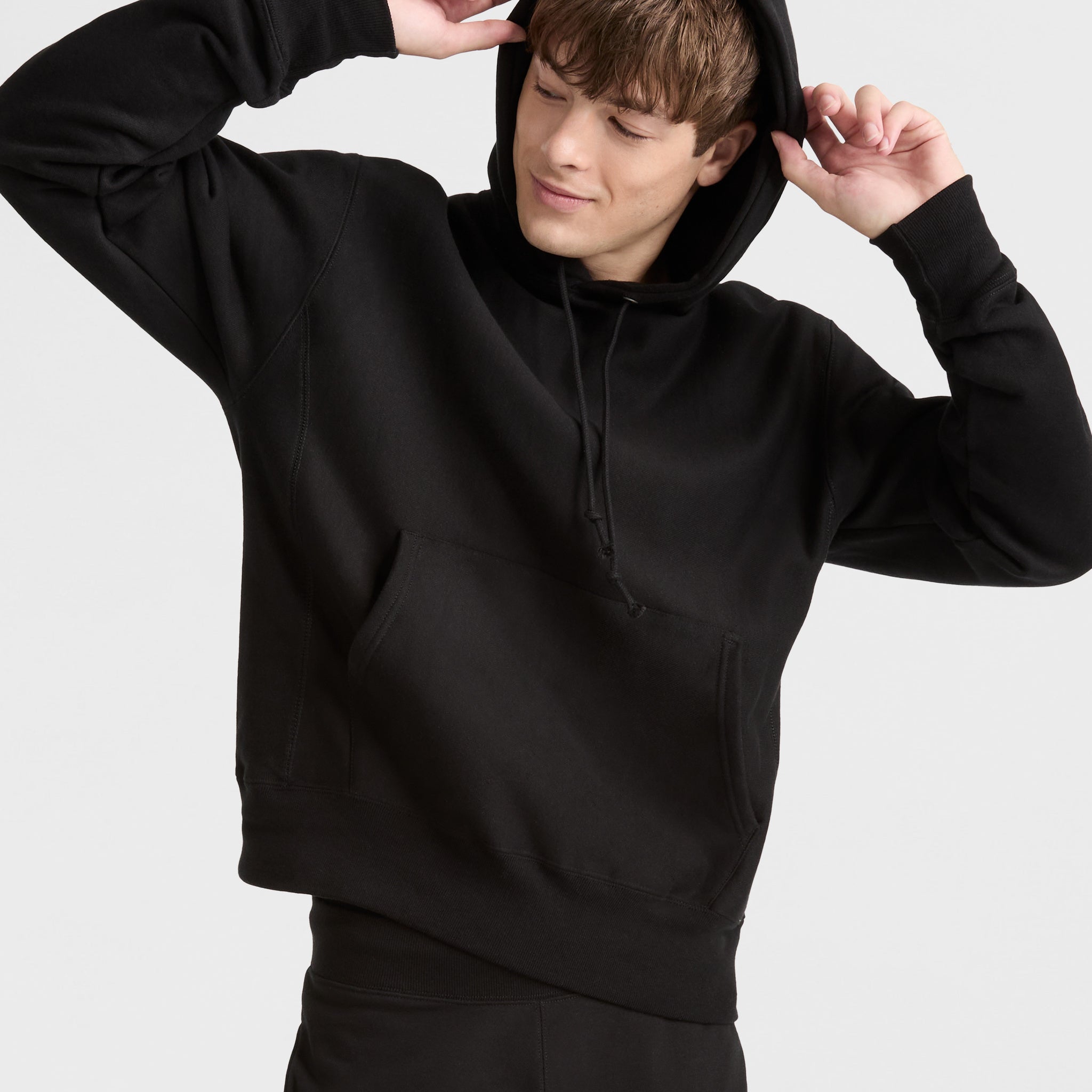 Men's Reverse Weave Hoodie with Double-Layer Hood & Kangaroo Pocket | C Logo
