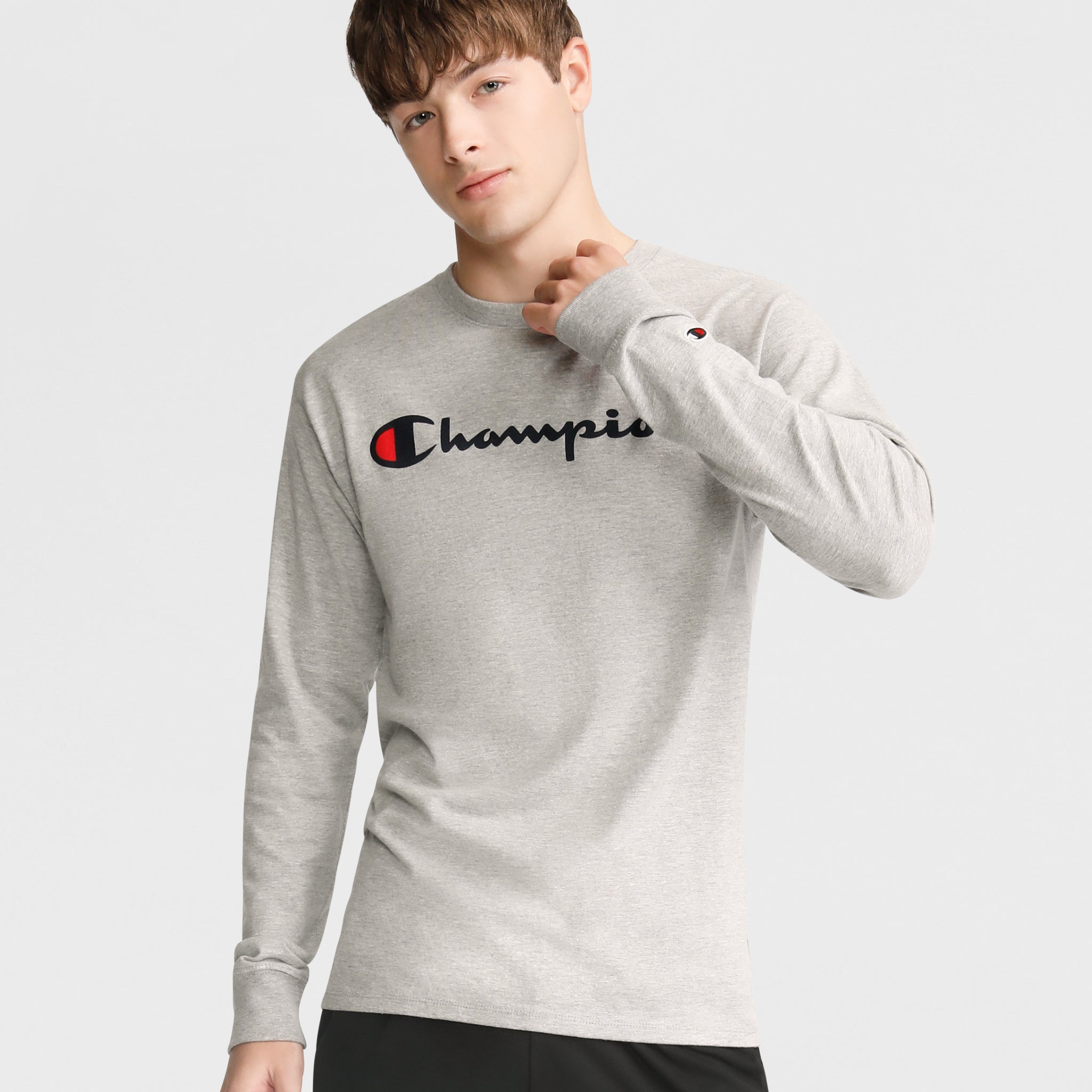 Men's Classic Long-Sleeve Graphic T-Shirt with Script Logo | Champion