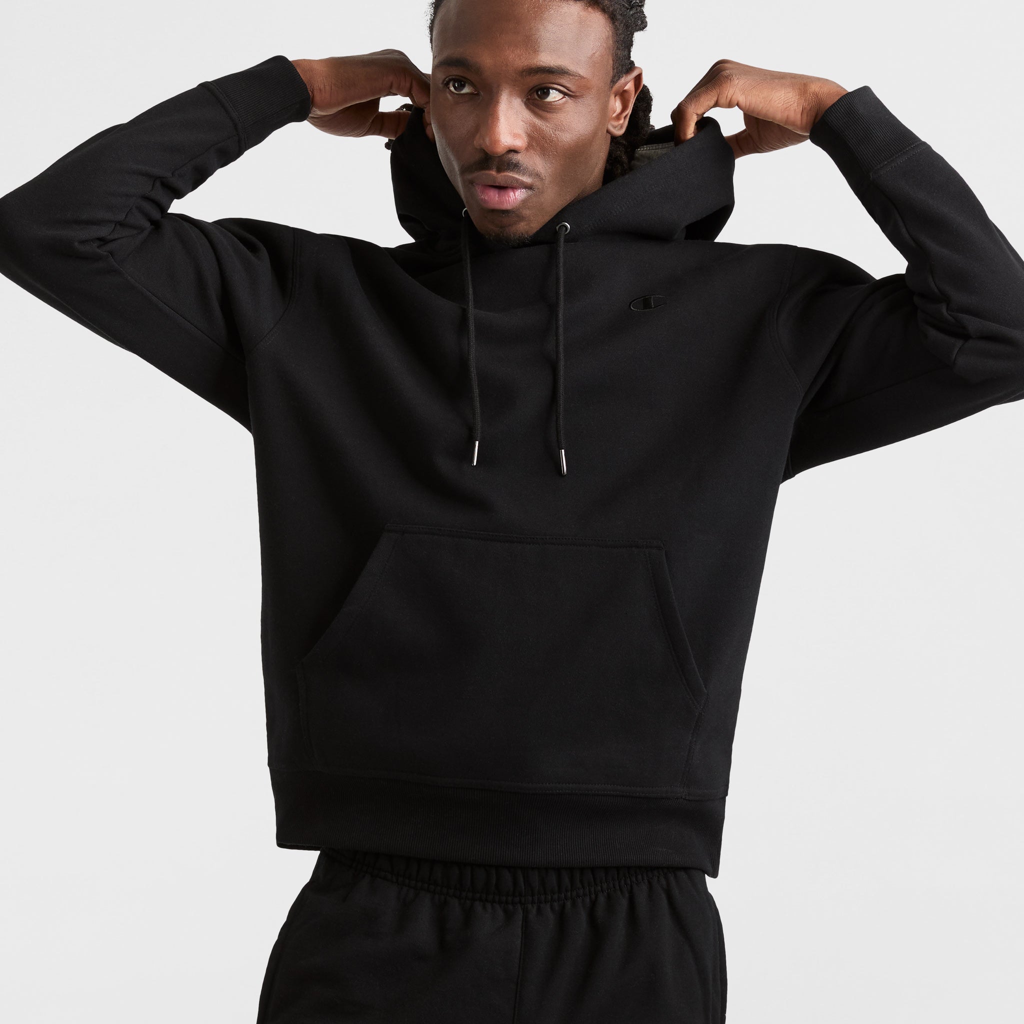 Men's Powerblend Hoodie with Embroidered Logo & Kangaroo Pocket | C Logo
