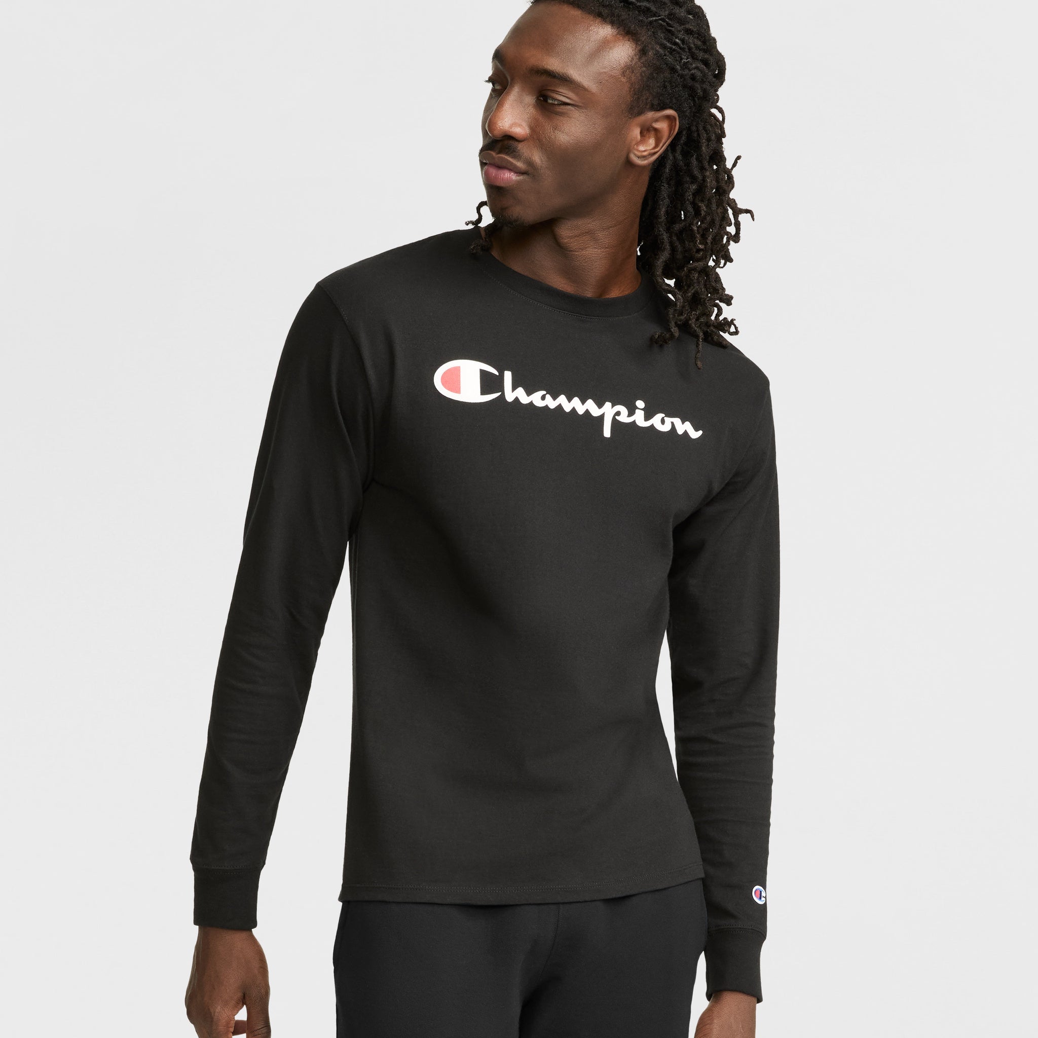 Men's Classic Long-Sleeve Graphic T-Shirt with Script Logo | Champion