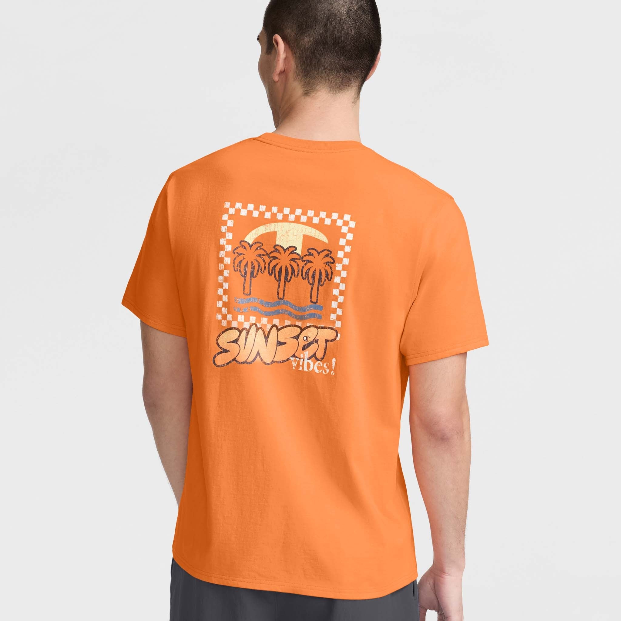 Men's Classic Cotton T-Shirt with Sunset Vibes Design | Tropical Tee