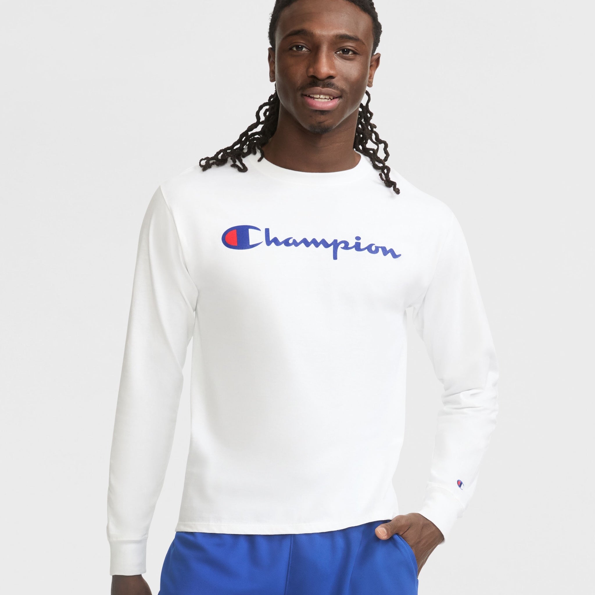 Men's Classic Long-Sleeve Graphic T-Shirt with Script Logo | Champion