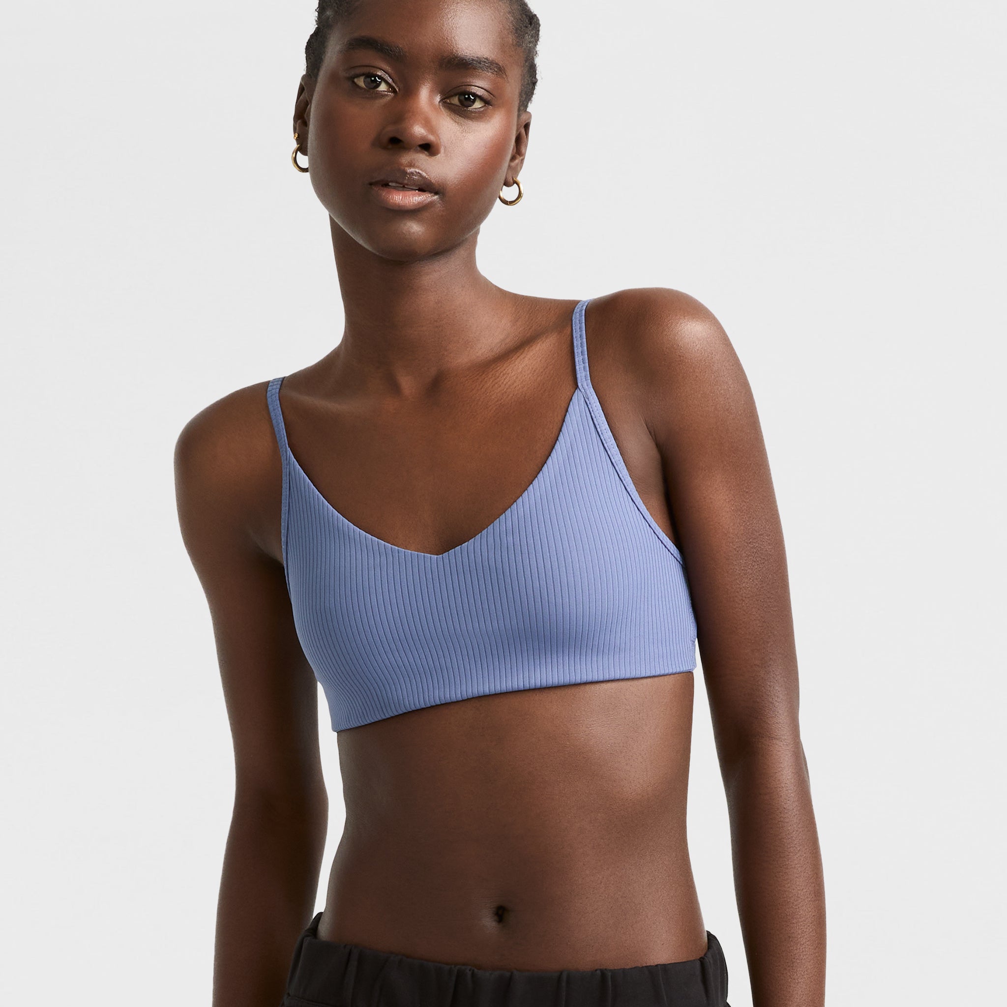 Ribbed Soft Touch Sports Bra for Yoga & Athleisure | C Logo