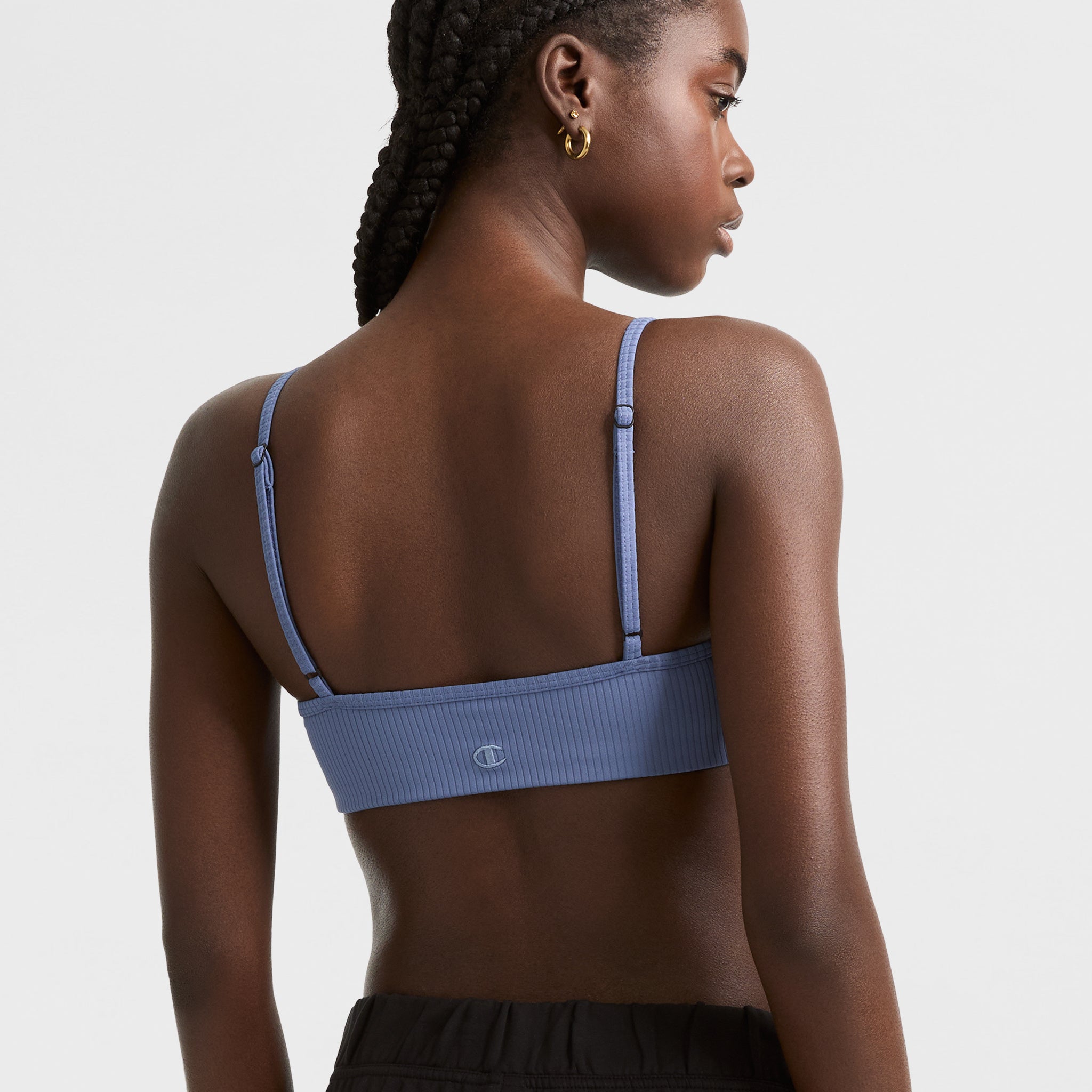 Ribbed Soft Touch Sports Bra for Yoga & Athleisure | C Logo