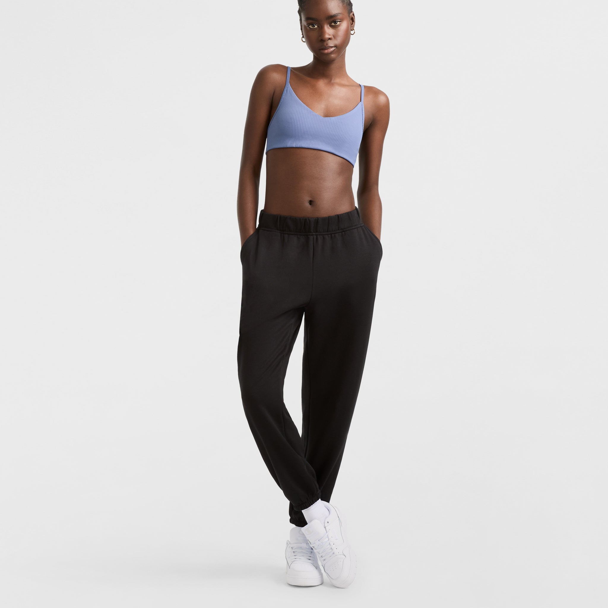 Ribbed Soft Touch Sports Bra for Yoga & Athleisure | C Logo