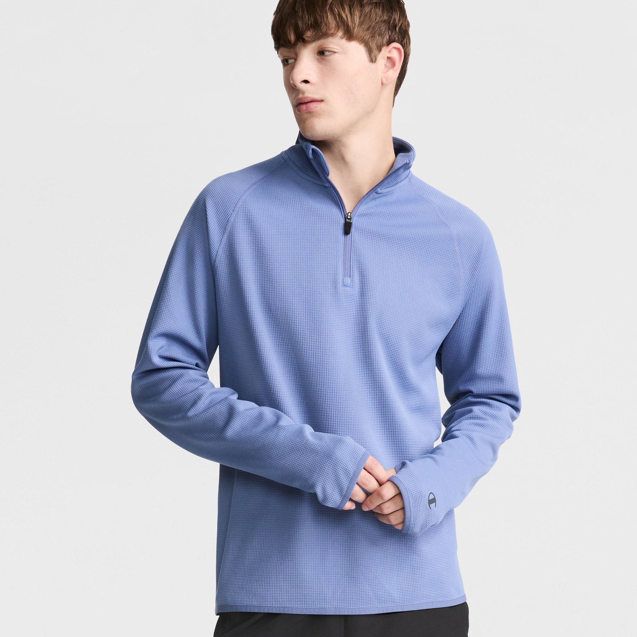 Men's 1/4 Zip Waffle Knit Pullover with Reflective Logo | C-VPR Sport