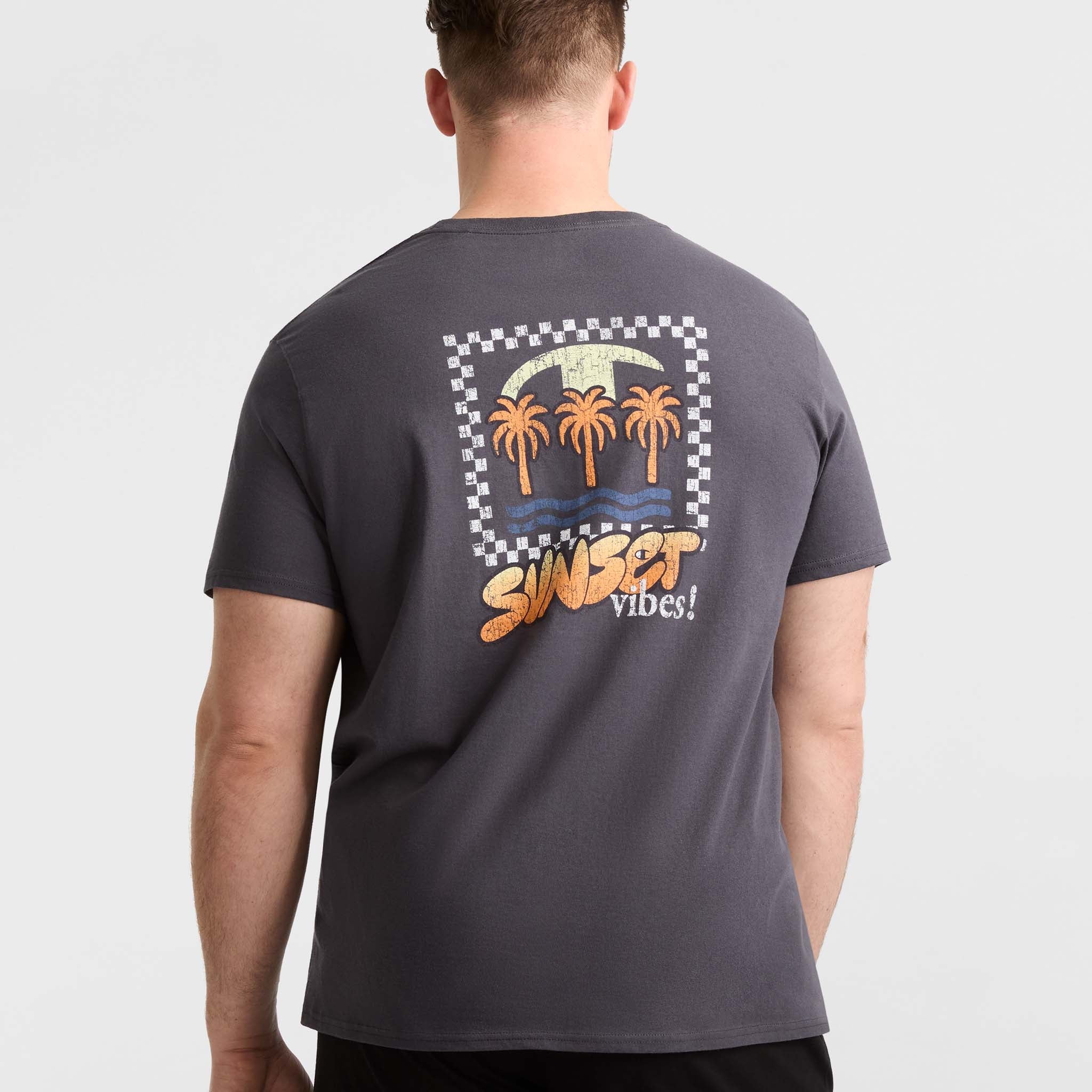 Men's Classic Cotton T-Shirt with Sunset Vibes Design | Tropical Tee