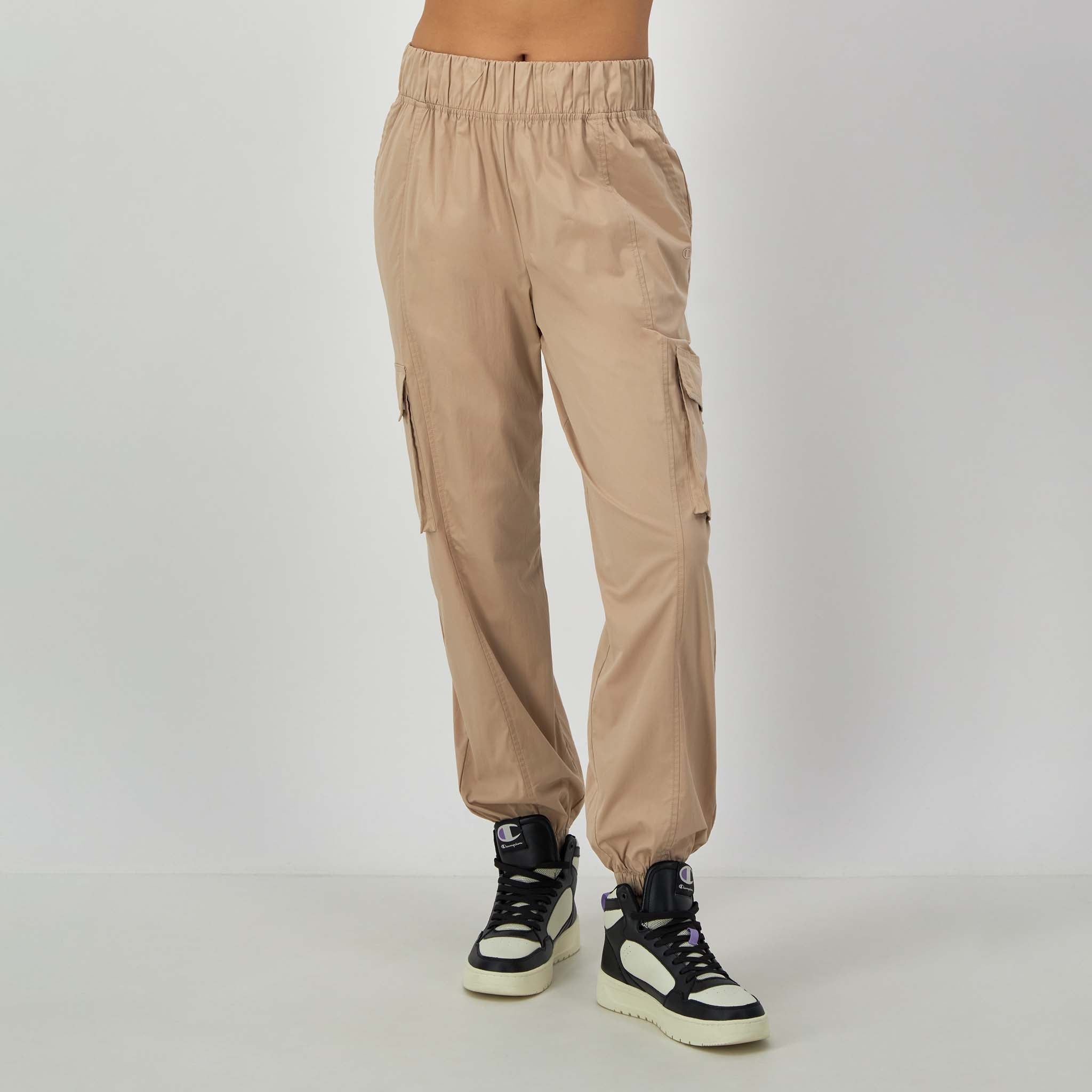 Women's Woven Cargo Pants with Stretchy Waistband | C Logo