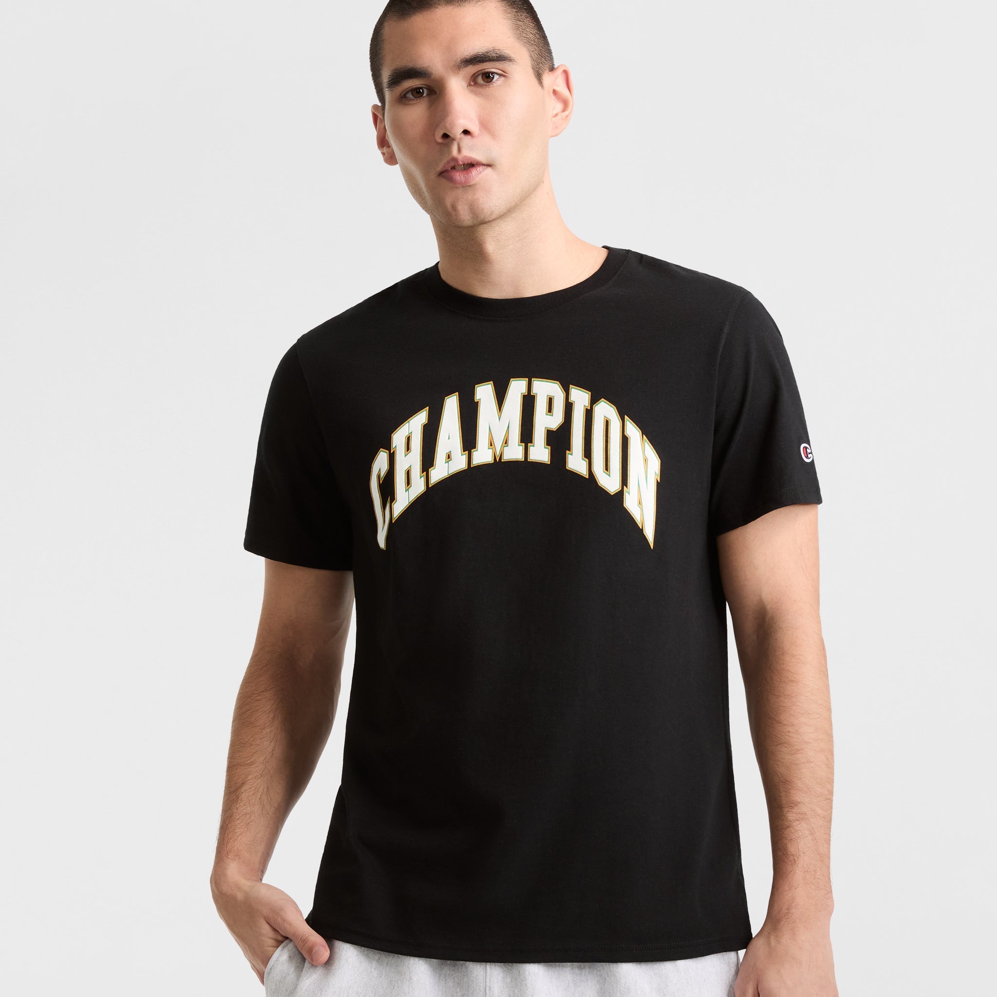Classic Graphic T-Shirt with Arched Block Logo | Champion