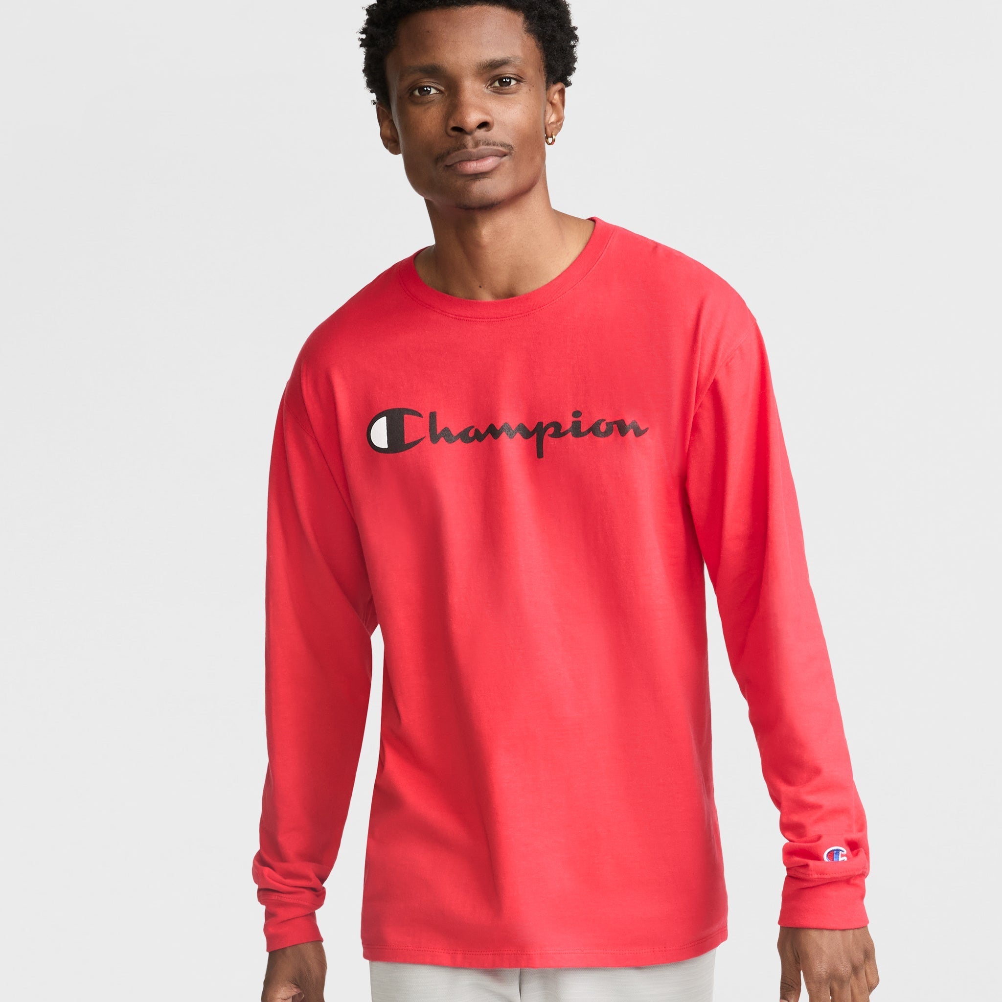 Men's Classic Long-Sleeve Graphic T-Shirt with Script Logo | Champion