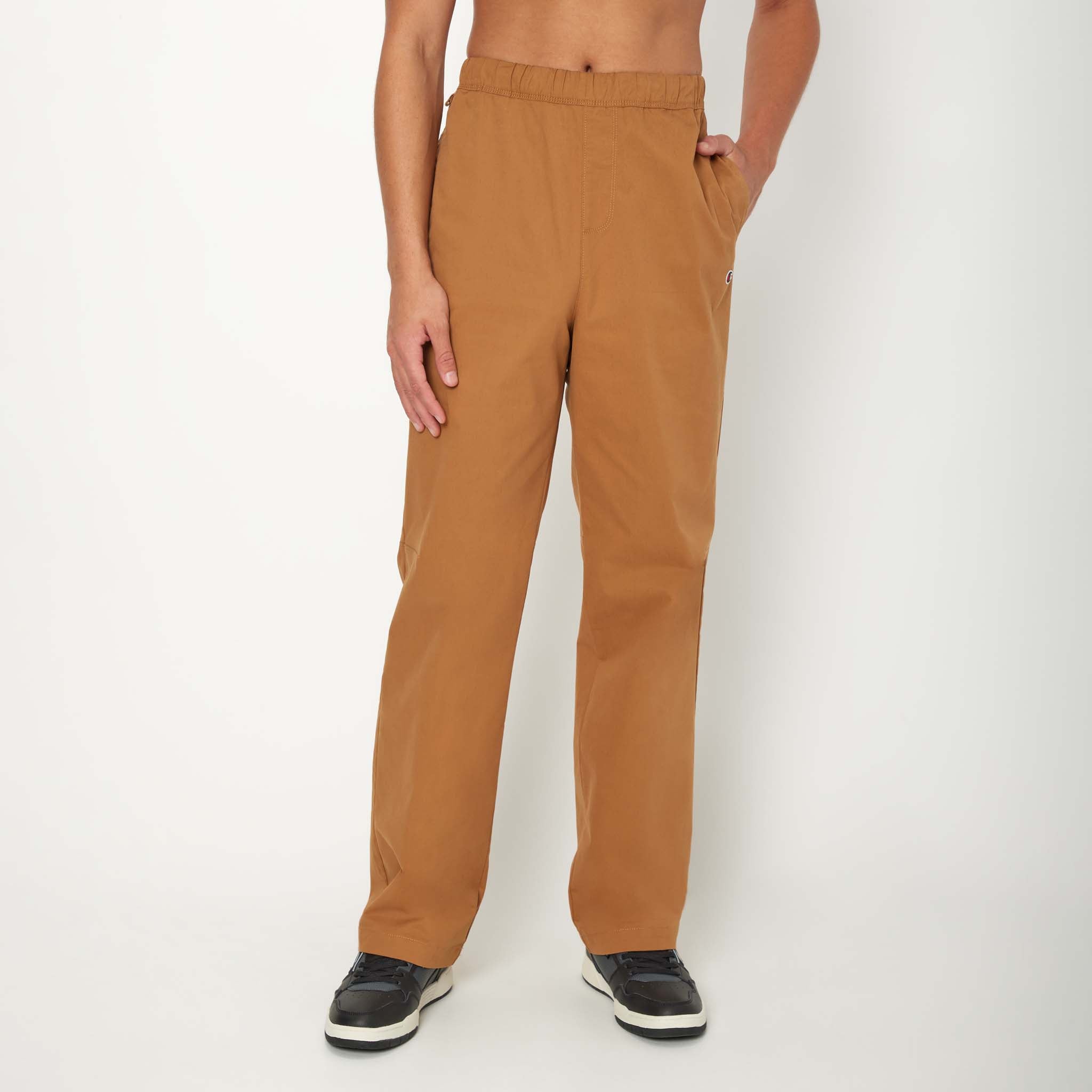 Men's Twill Pants with Elastic Waist & Pockets | C-Patch Design