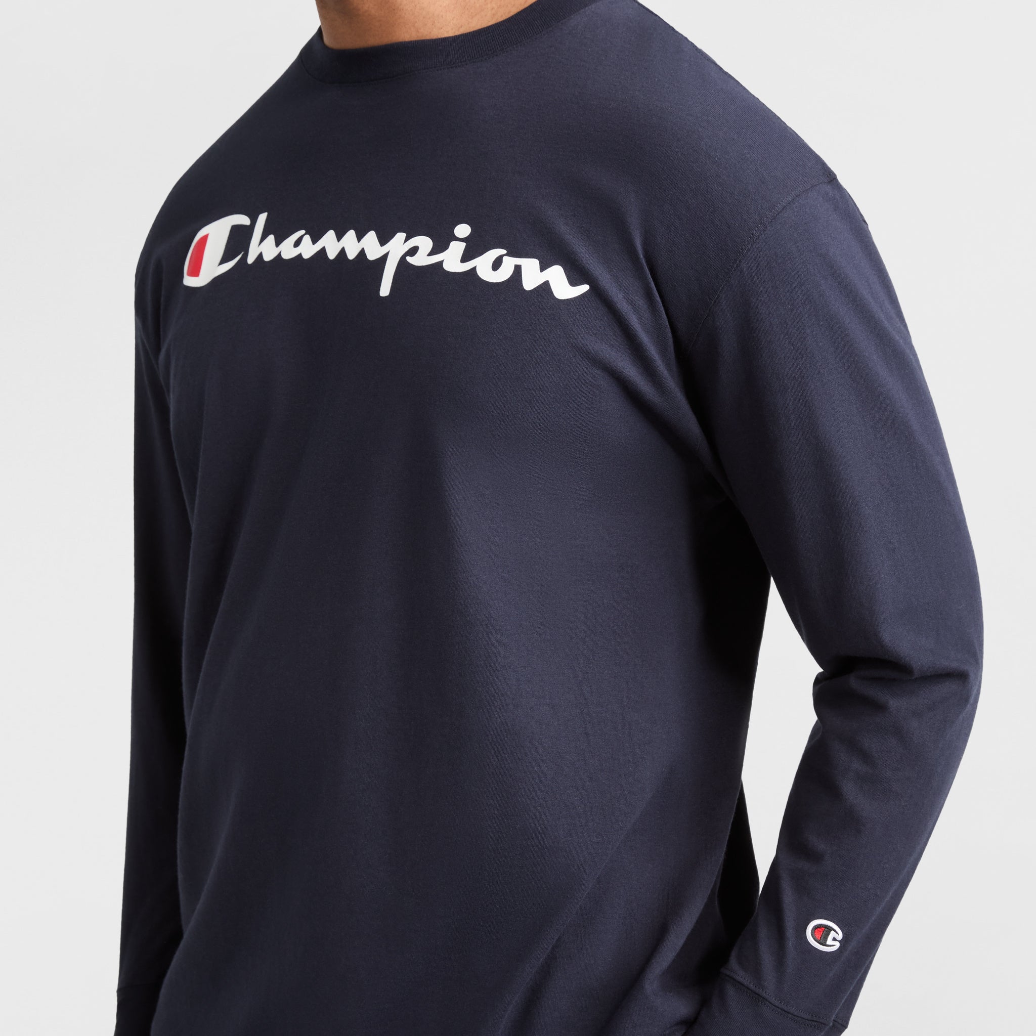 Men's Big & Tall Long-Sleeve Graphic T-Shirt with Script Logo | Classic Cotton Tee