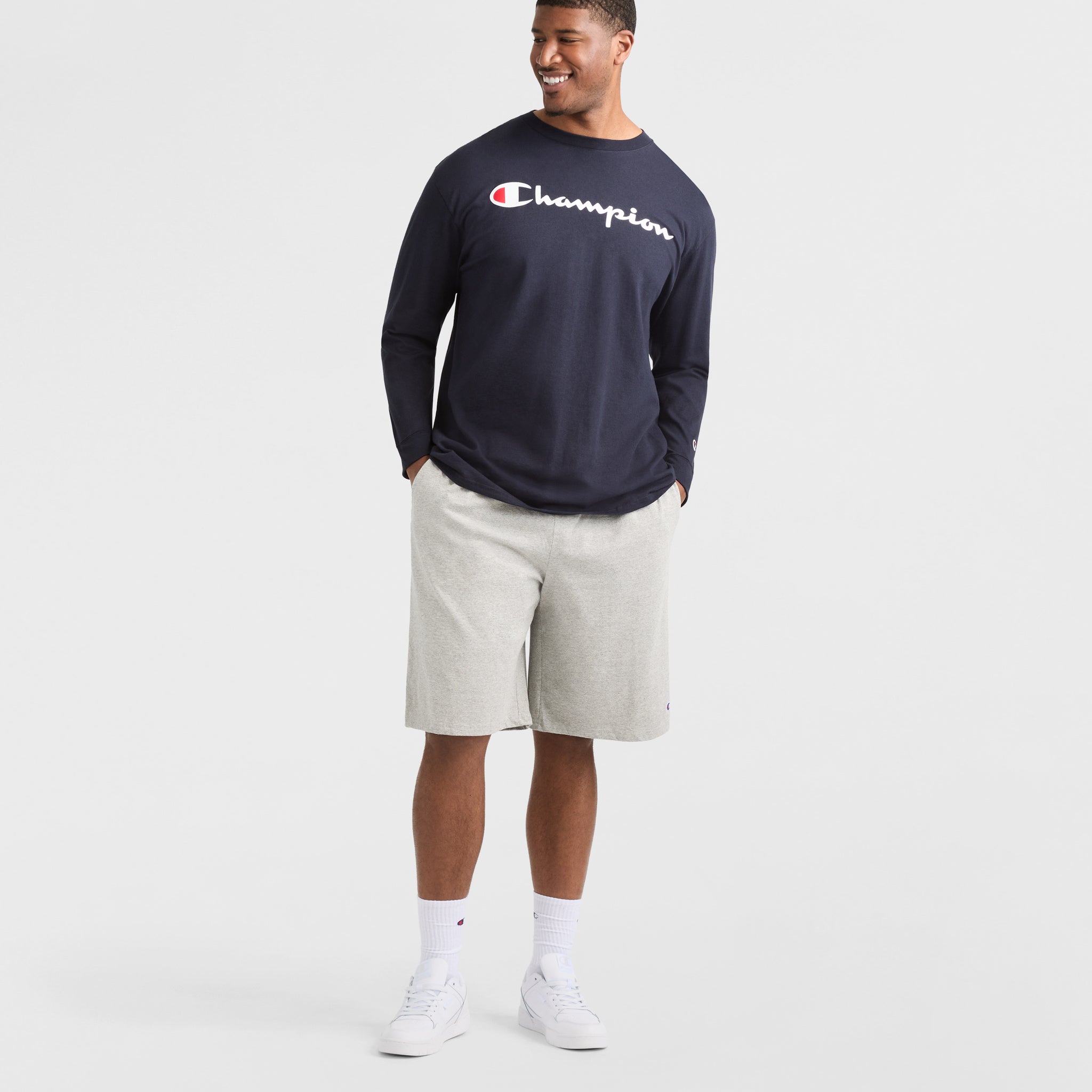 Men's Big & Tall Long-Sleeve Graphic T-Shirt with Script Logo | Classic Cotton Tee