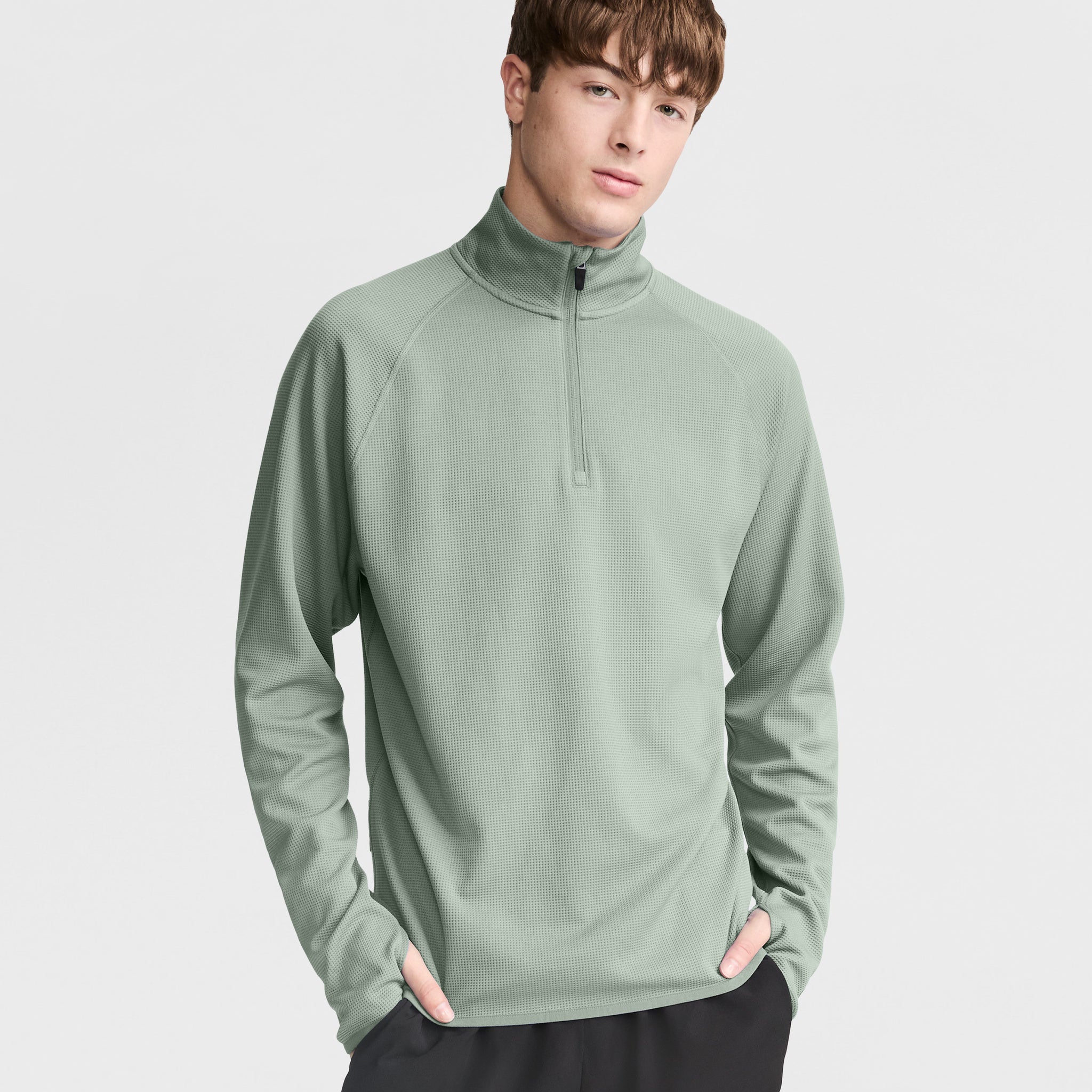 Men's 1/4 Zip Waffle Knit Pullover with Reflective Logo | C-VPR Sport