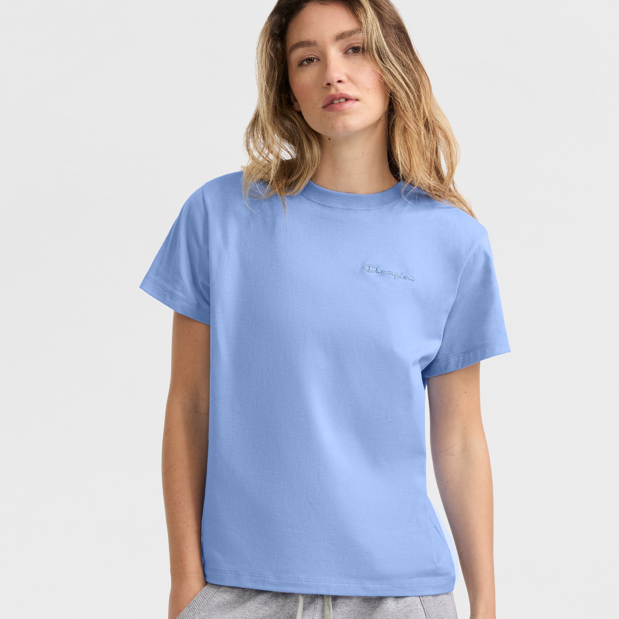 Classic Cotton T-Shirt with Chest Script | Women's Essential Tee
