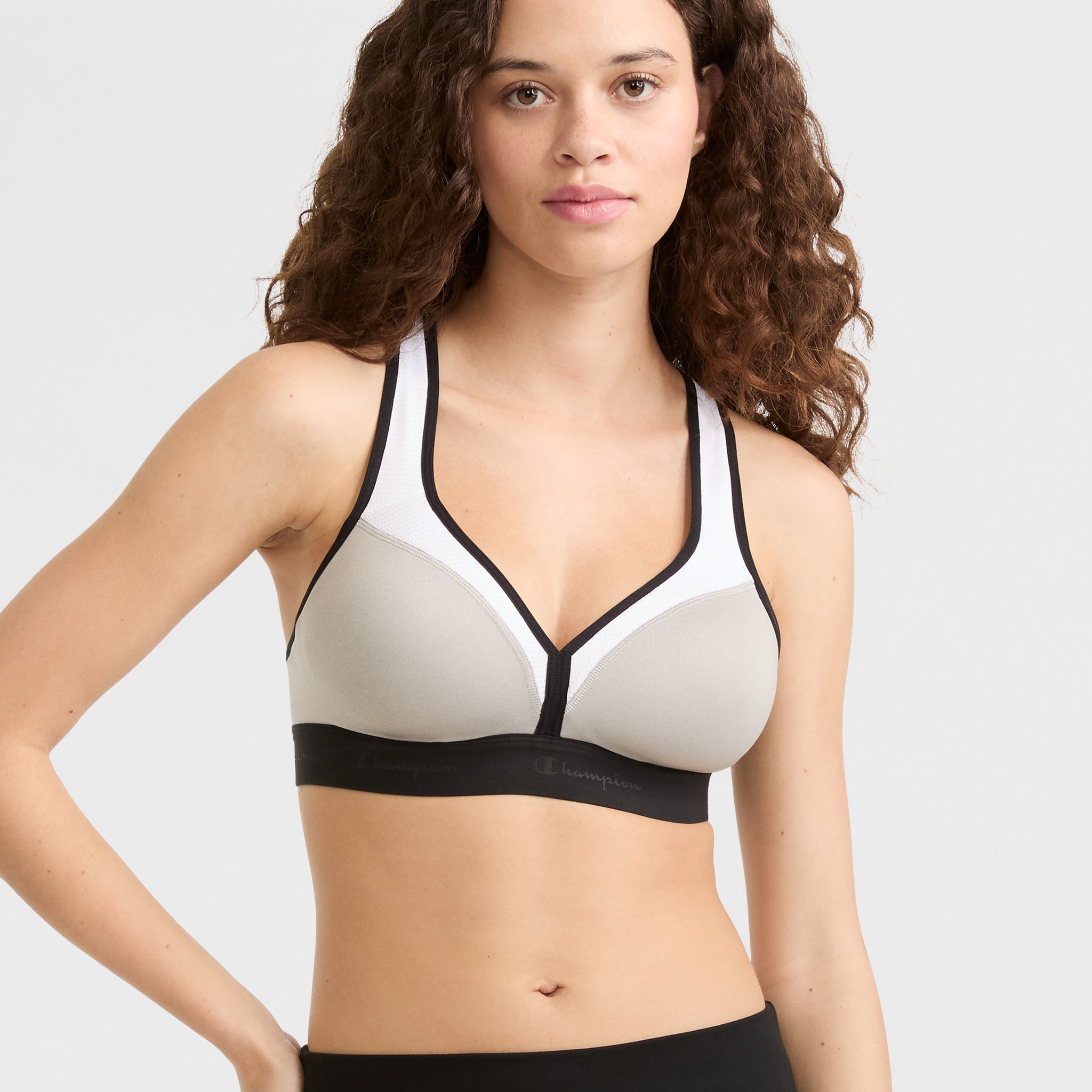 Curvy Racerback Sports Bra for Women with Molded Cups & Moisture-Wicking | C Logo