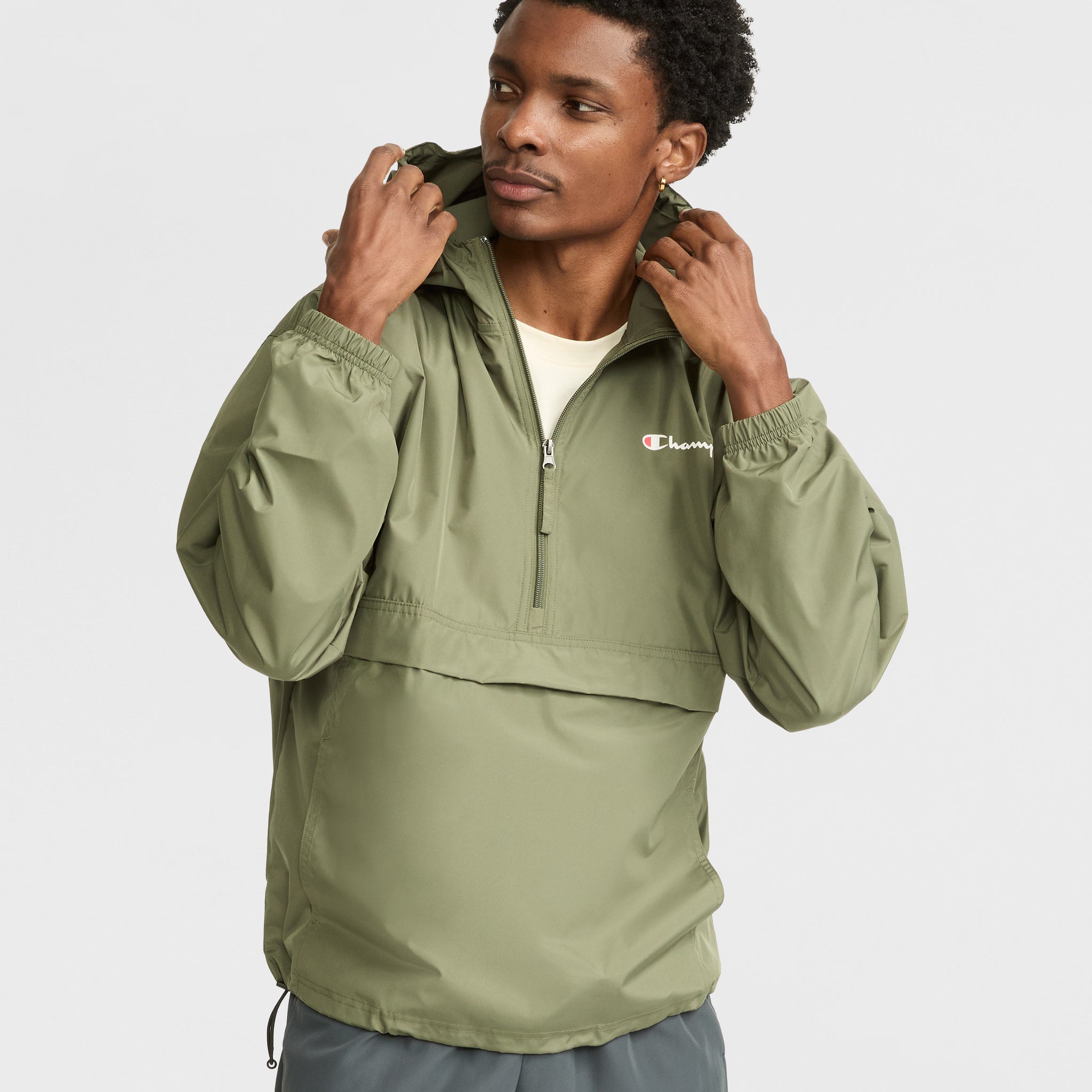 Windproof Packable Jacket with Hood for Outdoor Adventures | Stadium Script Logo
