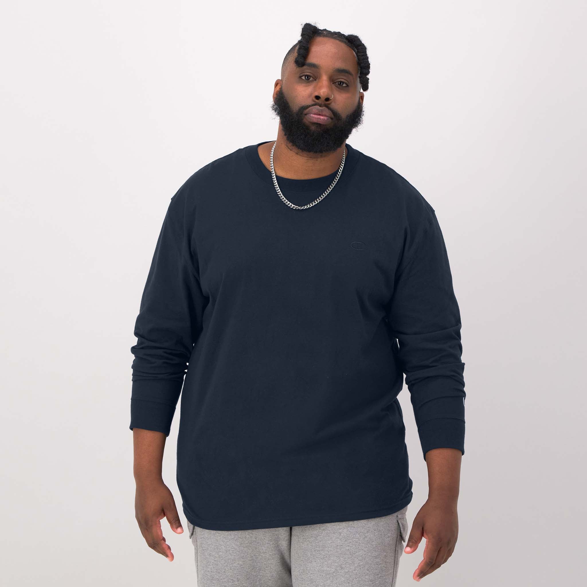 Men's Big & Tall Long-Sleeve T-Shirt with Embroidered Logo | Champion
