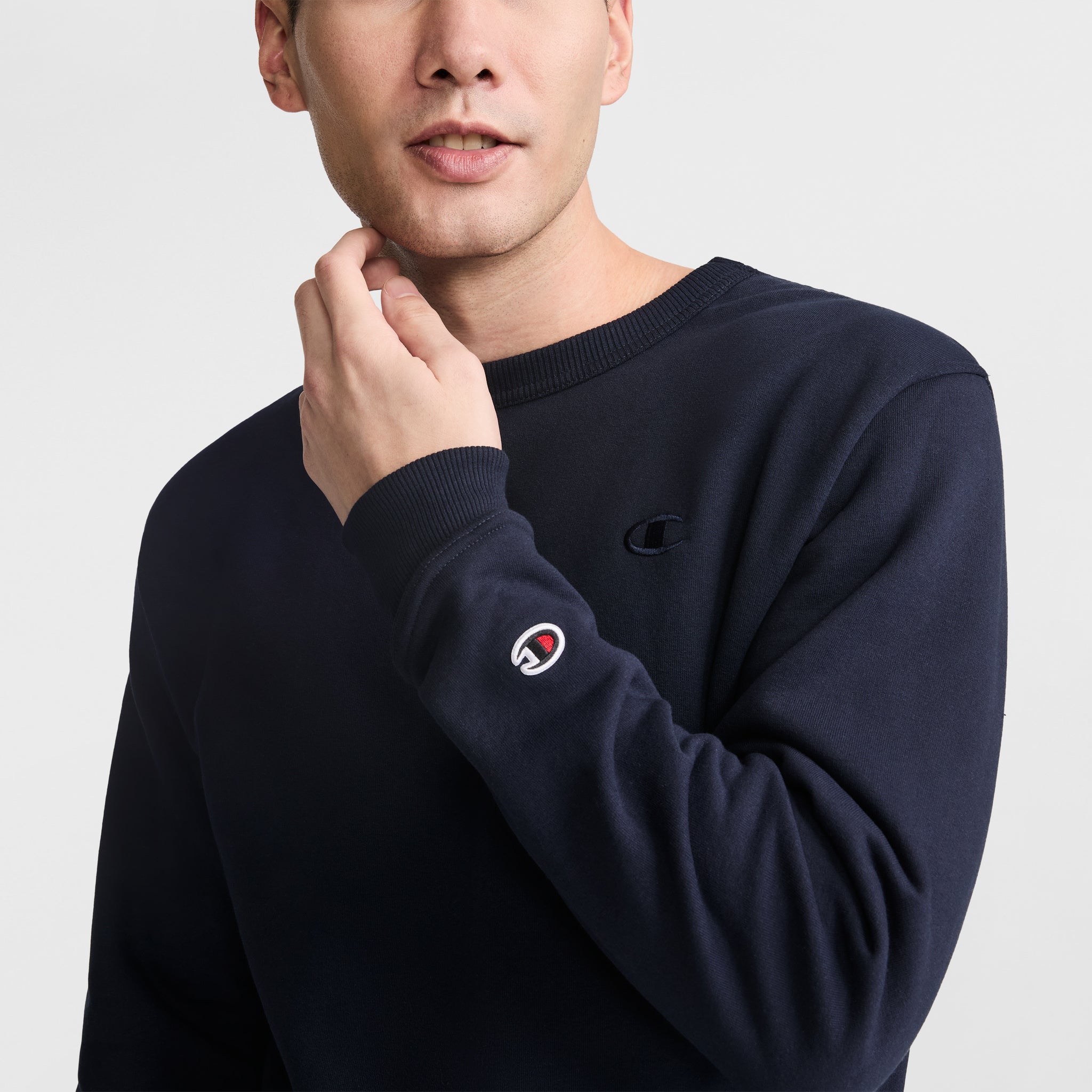 Men's Powerblend Fleece Crewneck Sweatshirt with C Logo | Champion