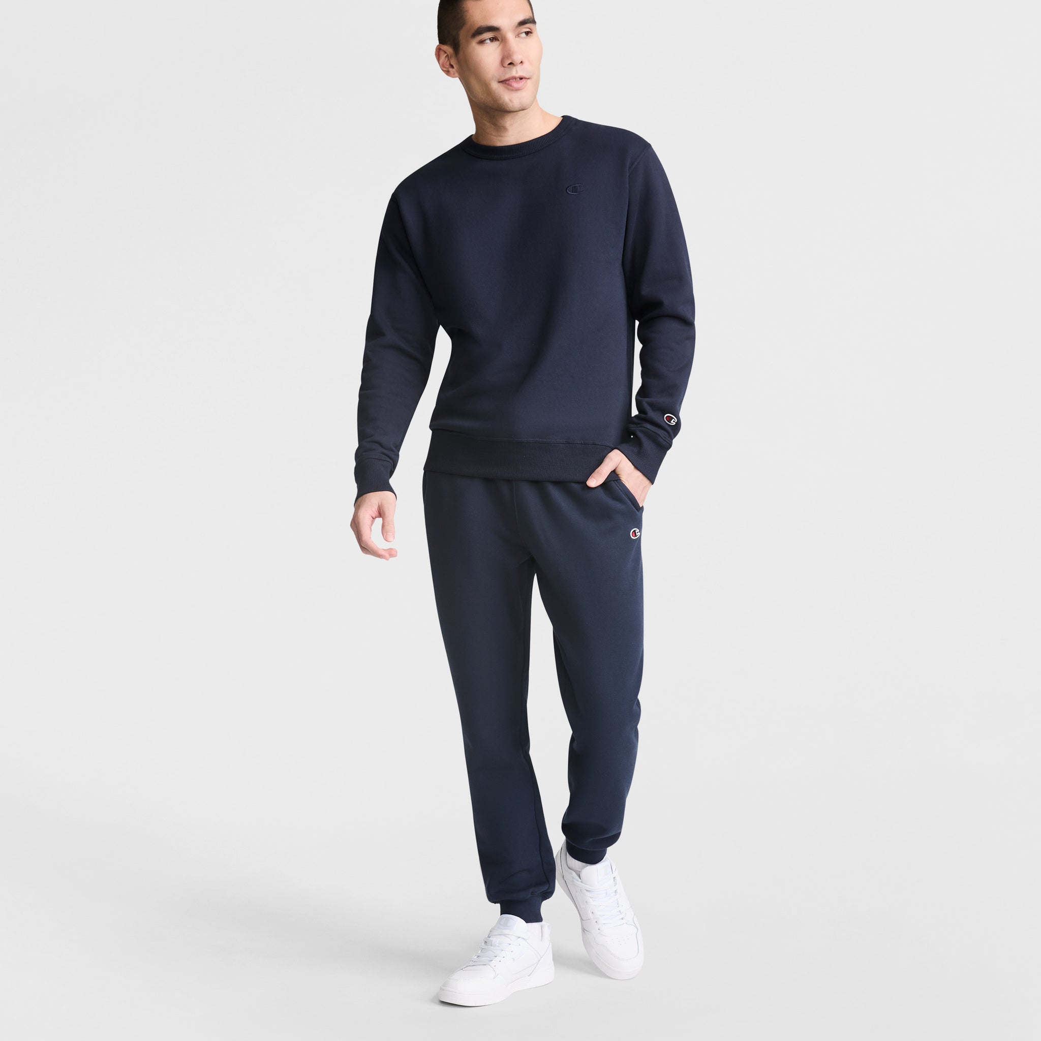 Men's Powerblend Fleece Crewneck Sweatshirt with C Logo | Champion