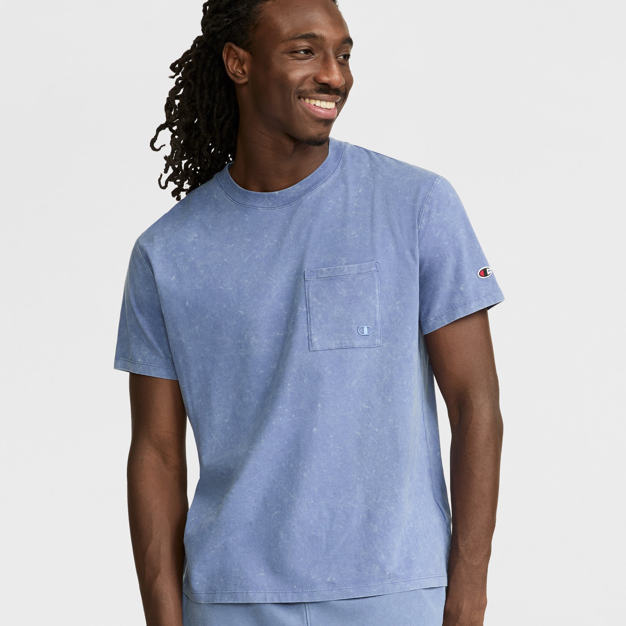 Vintage Wash Men's Pocket T-Shirt with Droptail & Side Slits | Champion