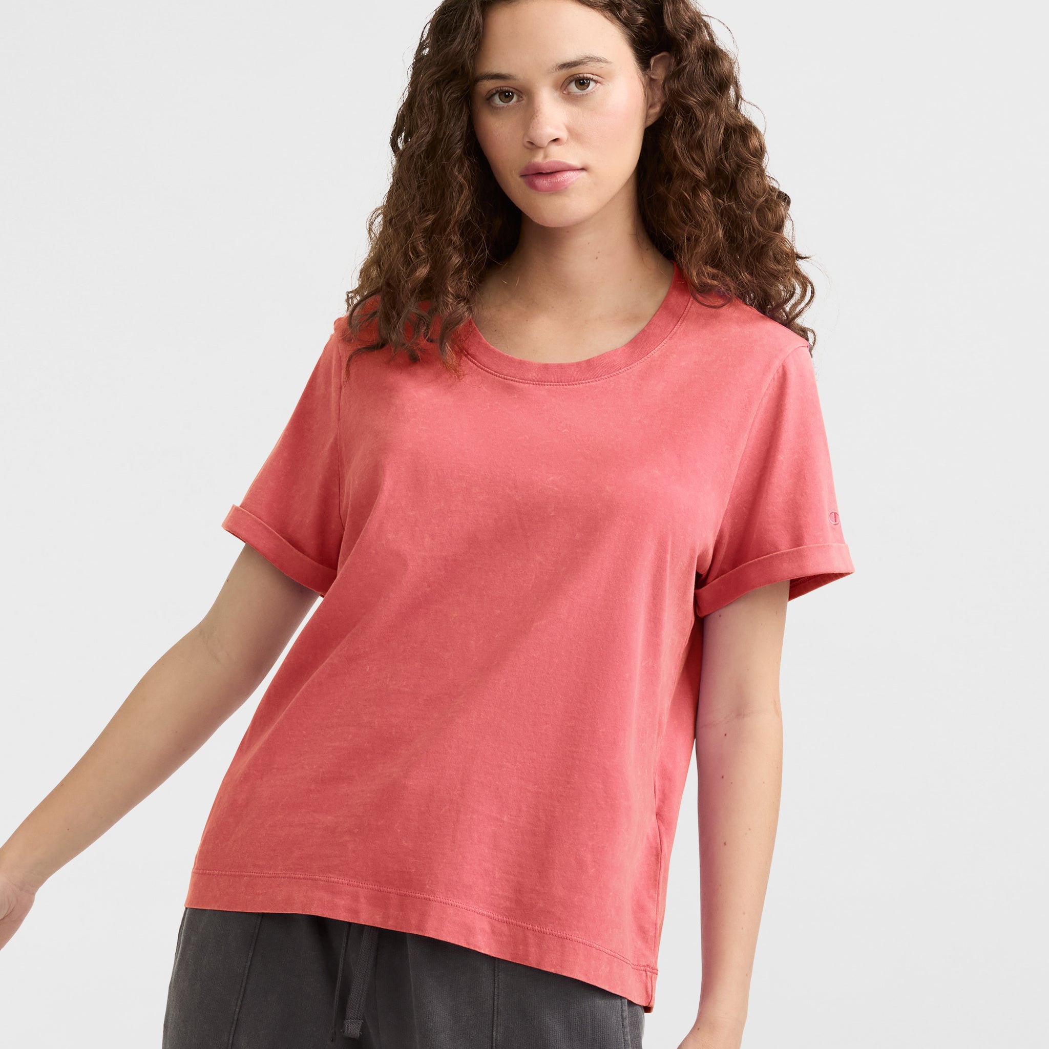 Vintage Wash Cotton T-Shirt with C Logo | Champion