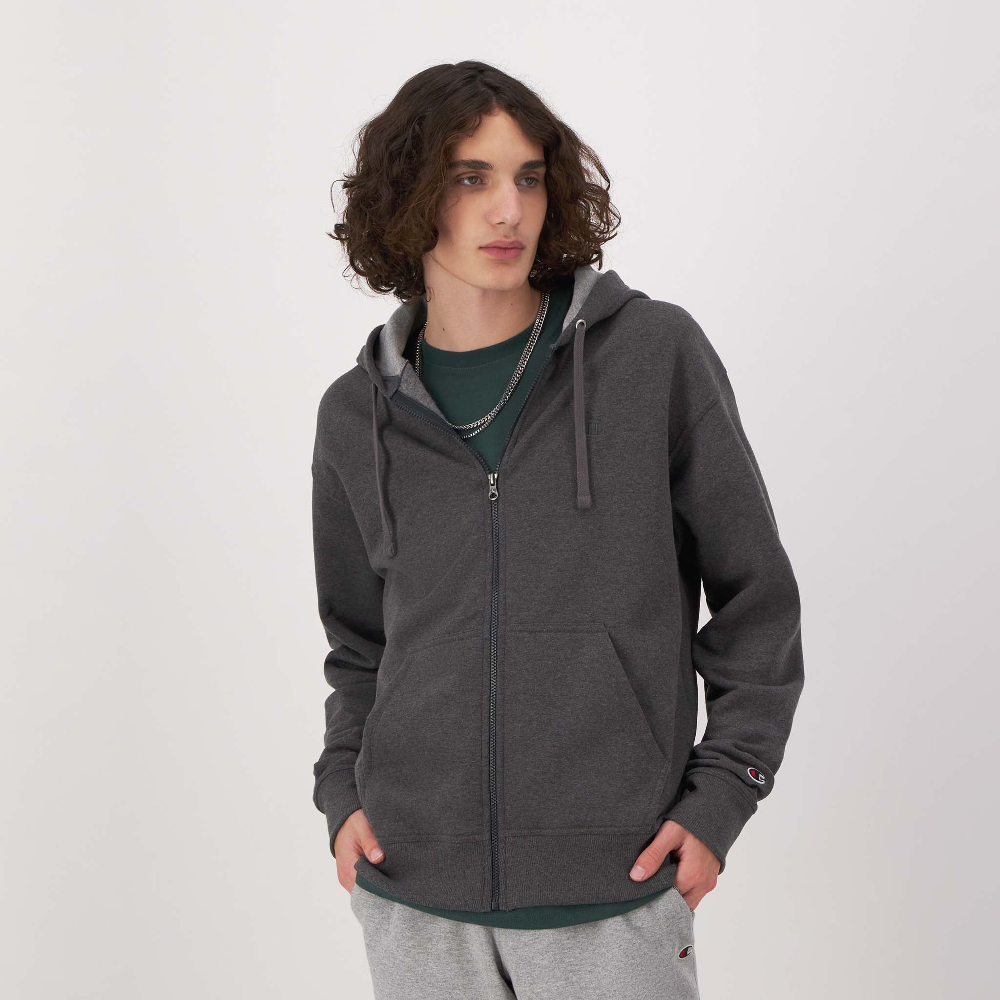 Men's Powerblend Zip-Up Hoodie with Fleece Lining | Champion