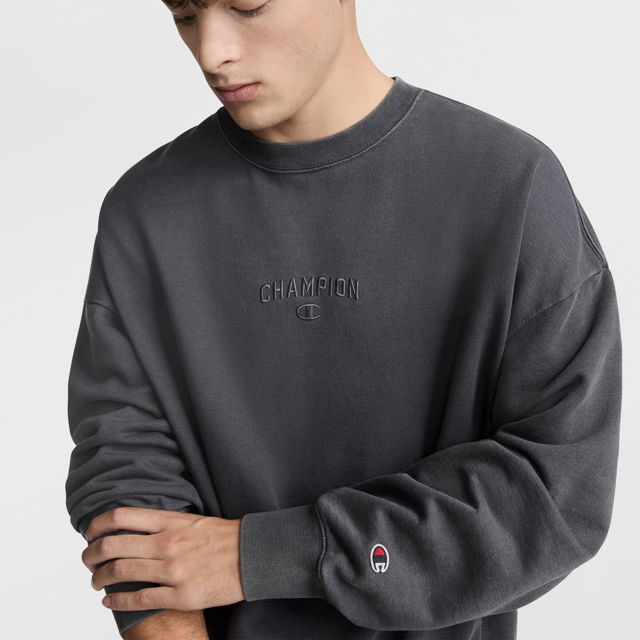 Vintage Wash Crewneck Sweatshirt for Men | Soft Brushed Interior