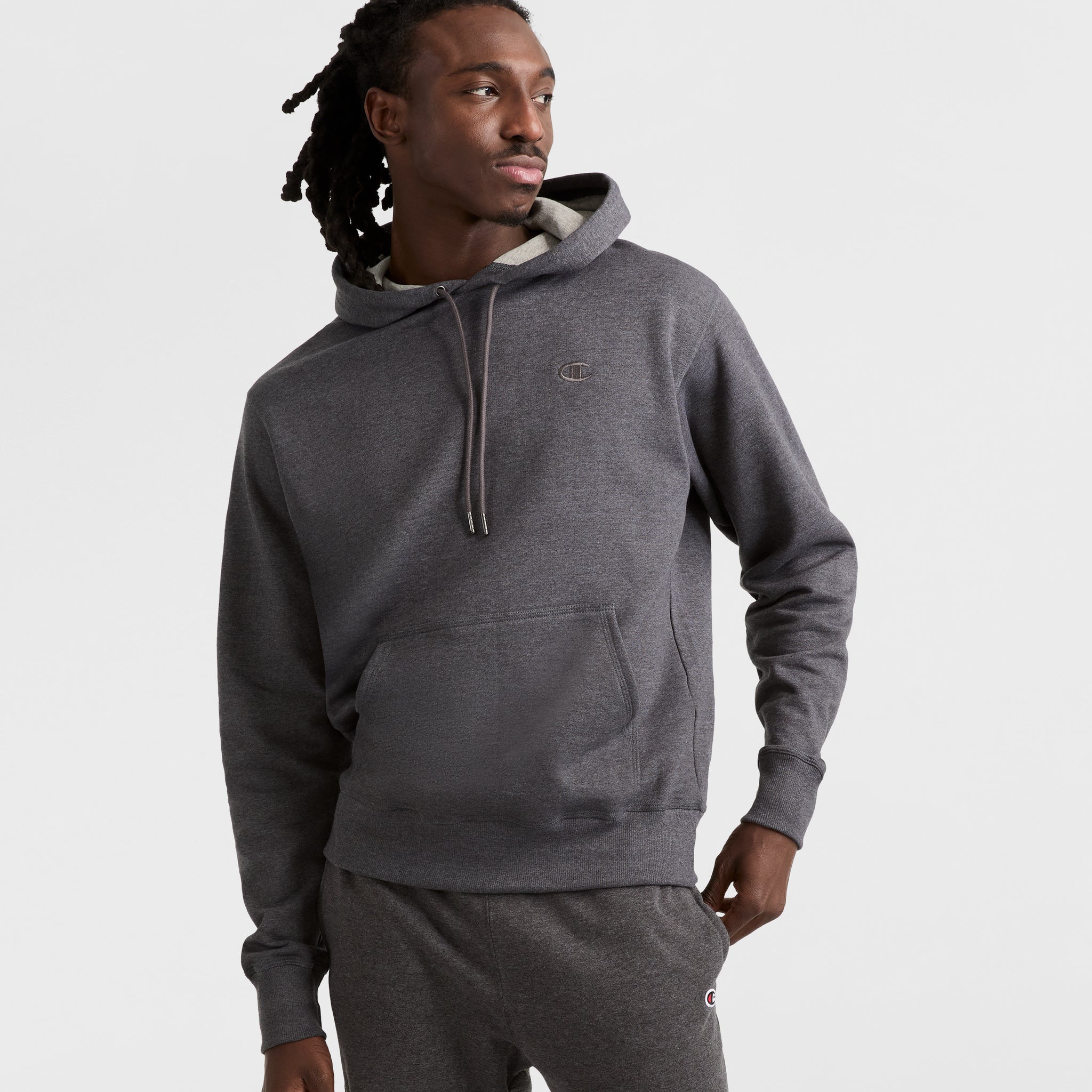 Men's Powerblend Hoodie with Embroidered Logo & Kangaroo Pocket | C Logo