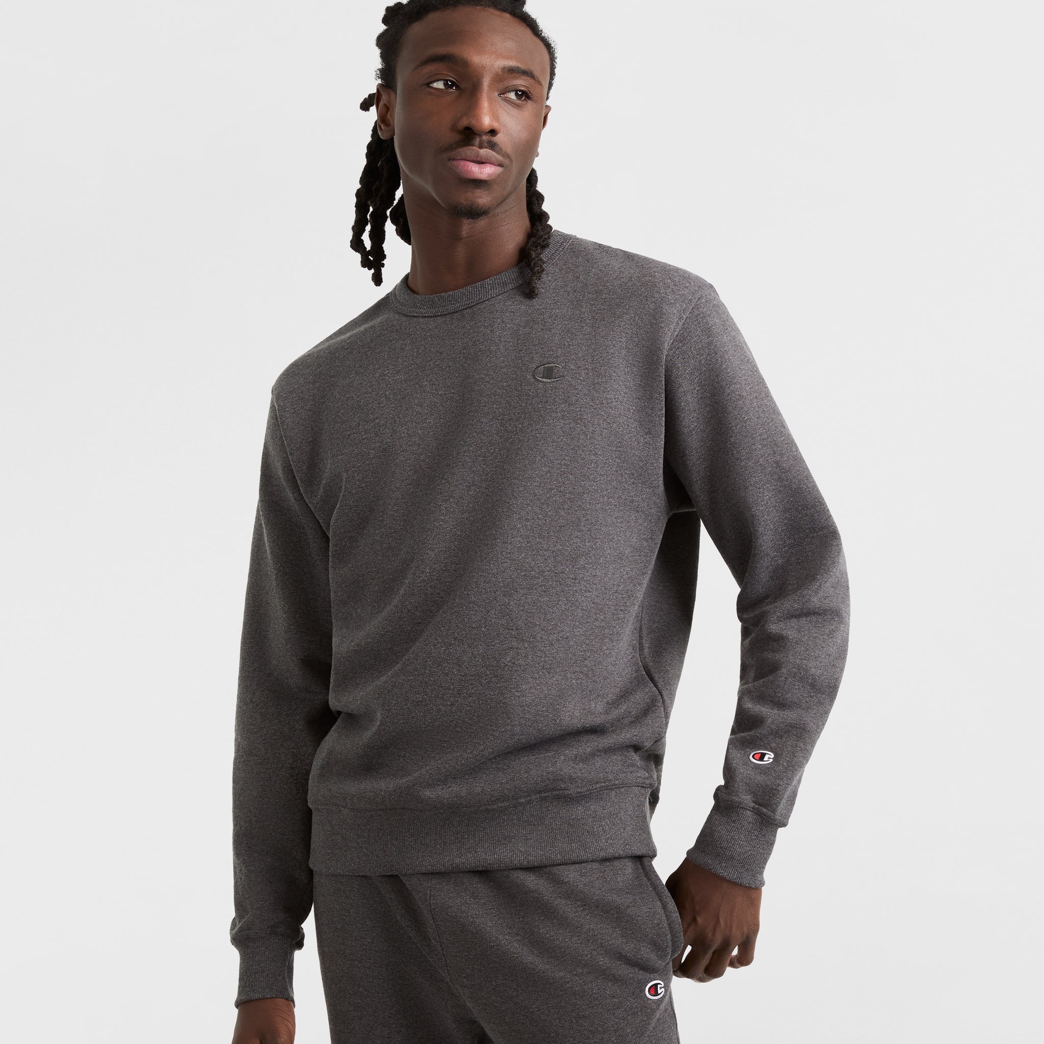 Men's Powerblend Fleece Crewneck Sweatshirt with C Logo | Champion