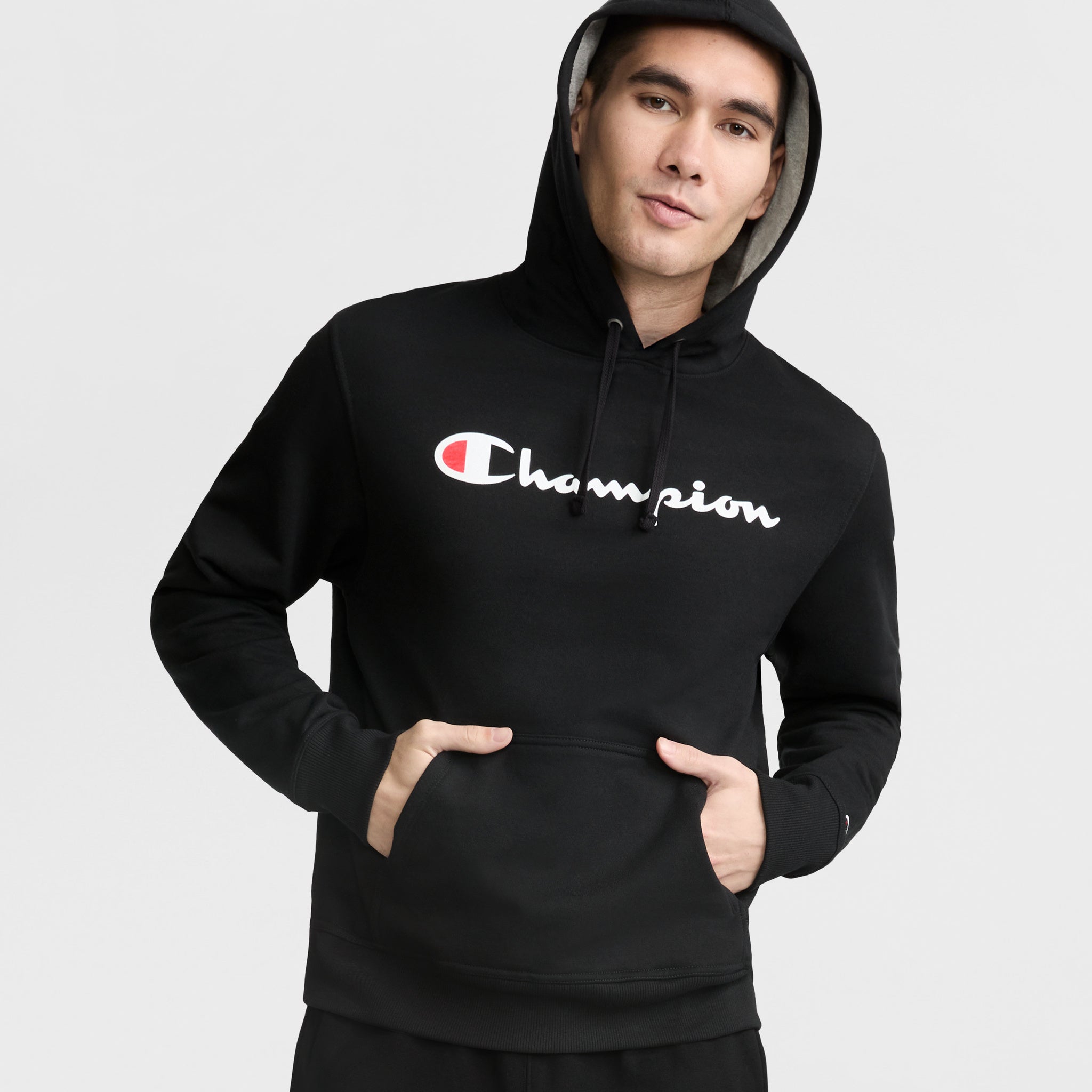 Men's Fleece Hoodie with Full Script Logo & Kangaroo Pocket | Powerblend