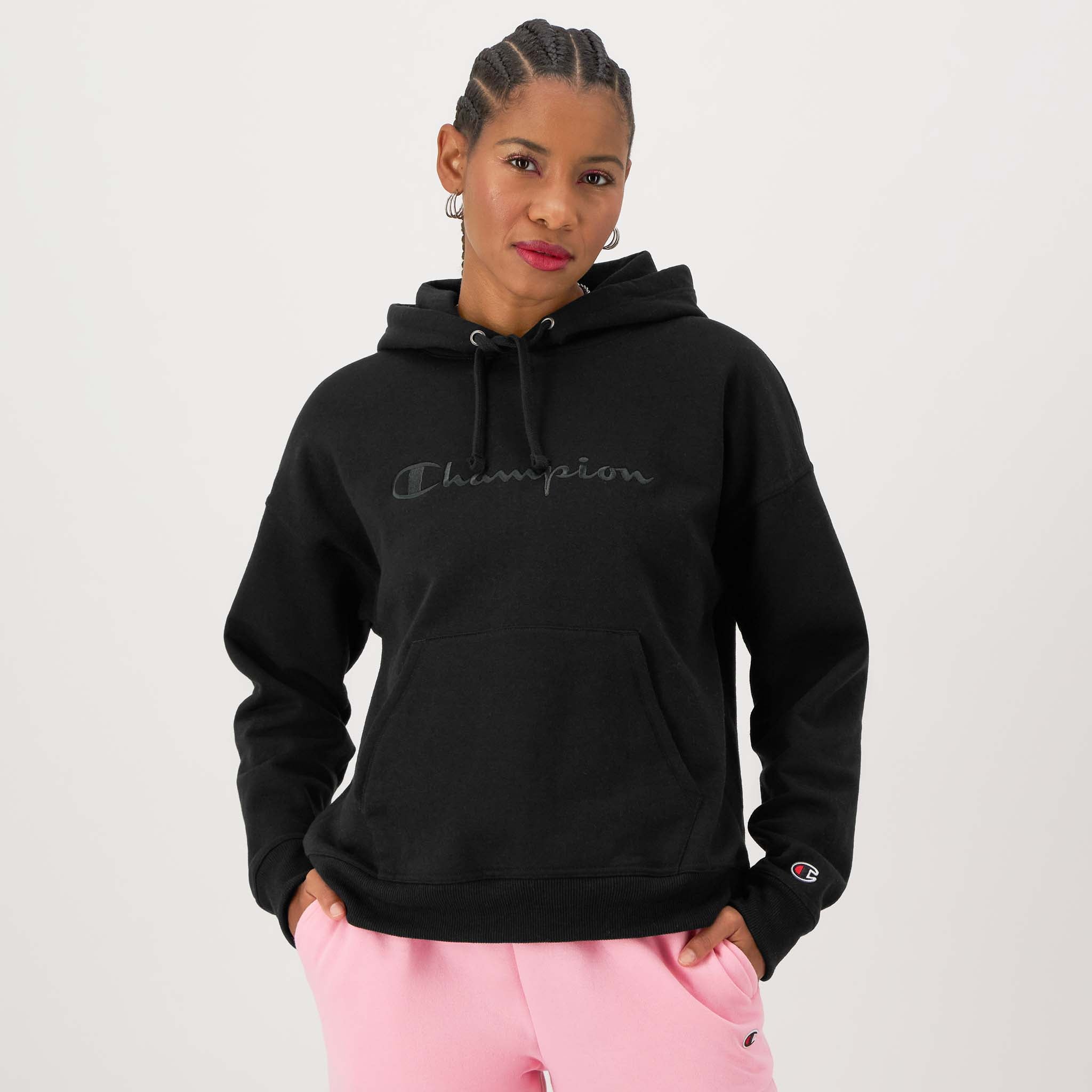 Relaxed Fit Powerblend Hoodie with Embroidered Logo | Champion