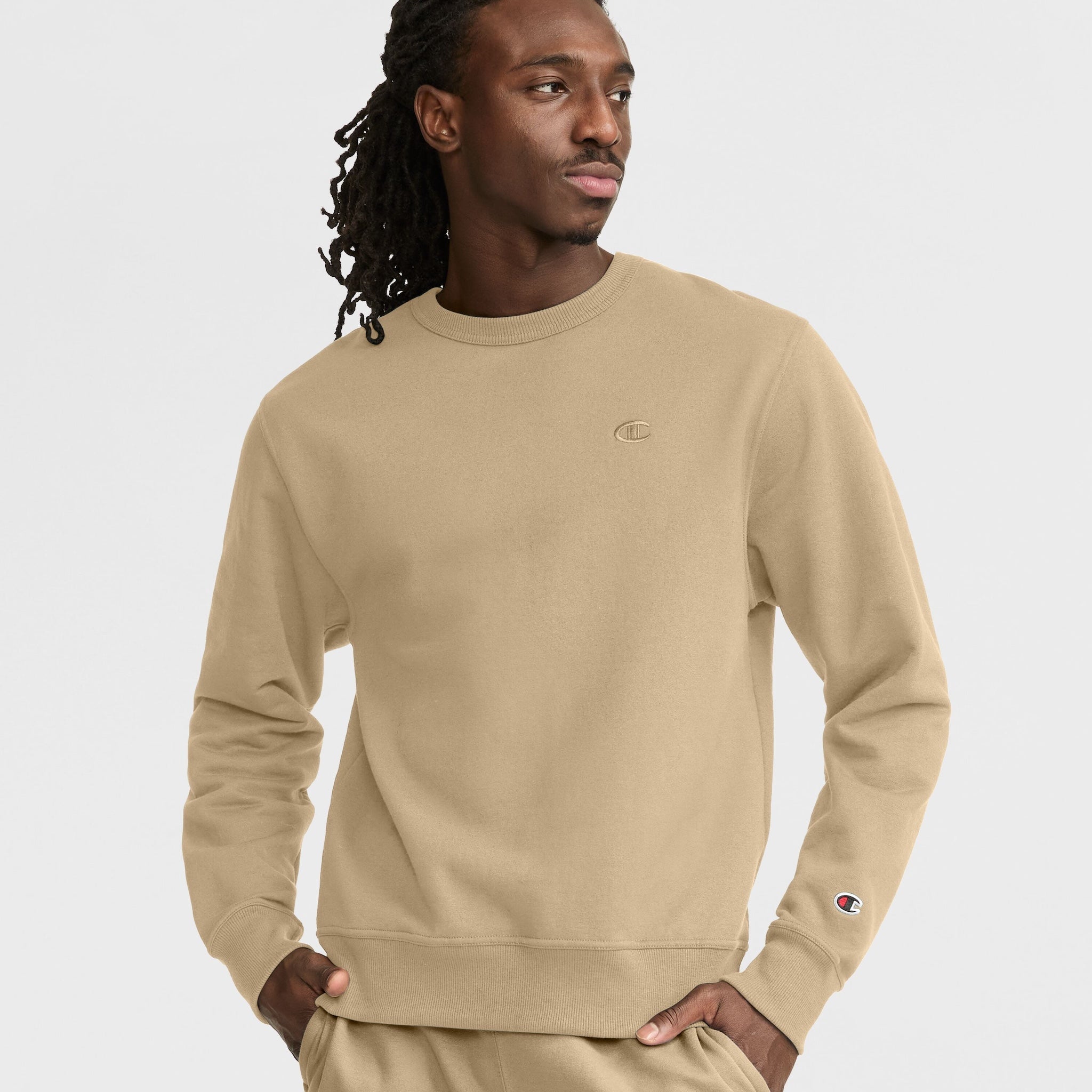 Men's Powerblend Fleece Crewneck Sweatshirt with C Logo | Champion